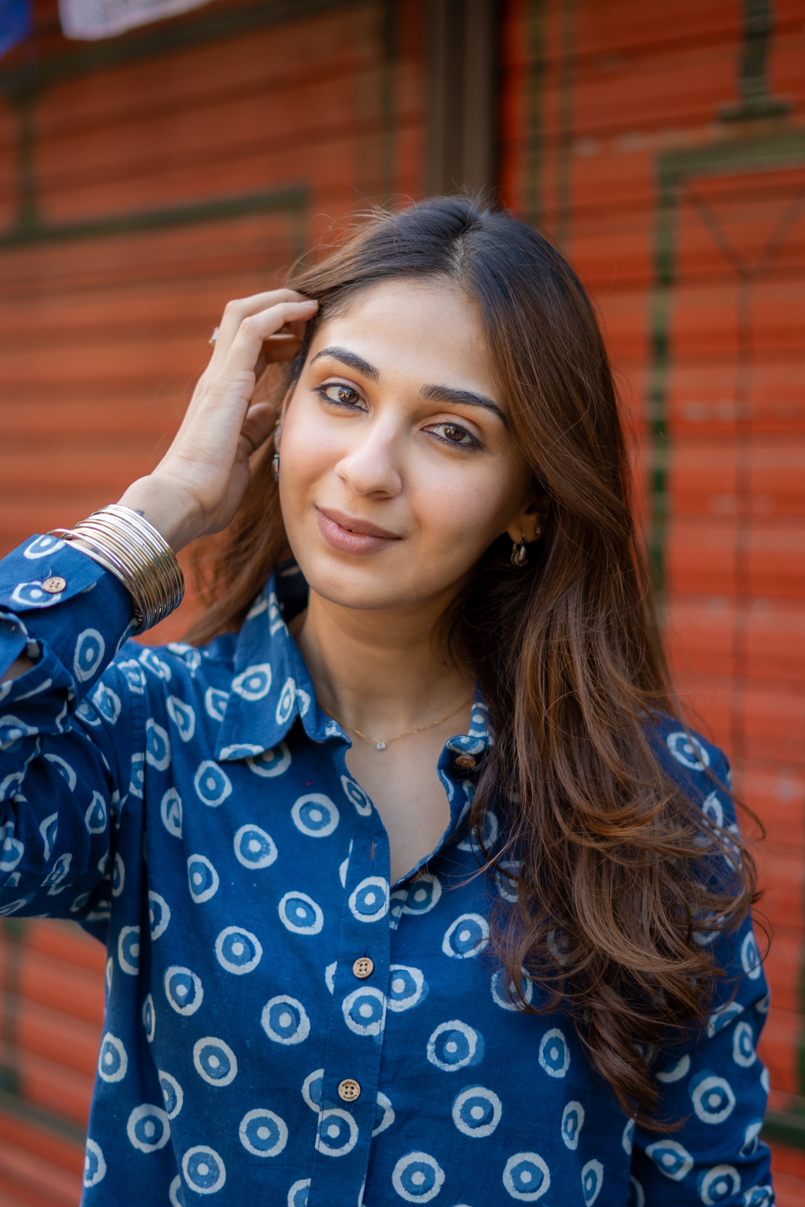 Indigo No Nazar Handblock Cotton Shirt