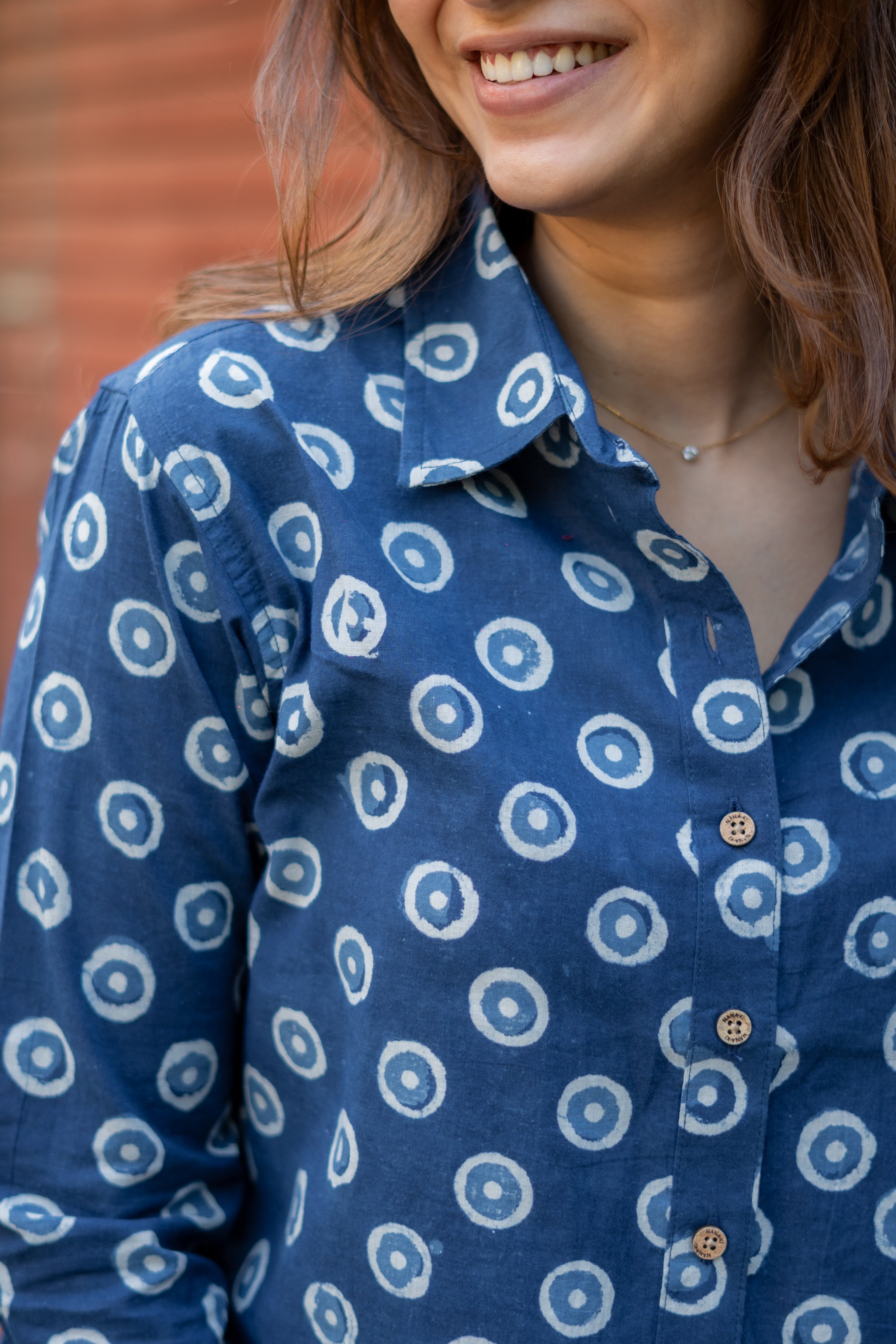 Indigo No Nazar Handblock Cotton Shirt
