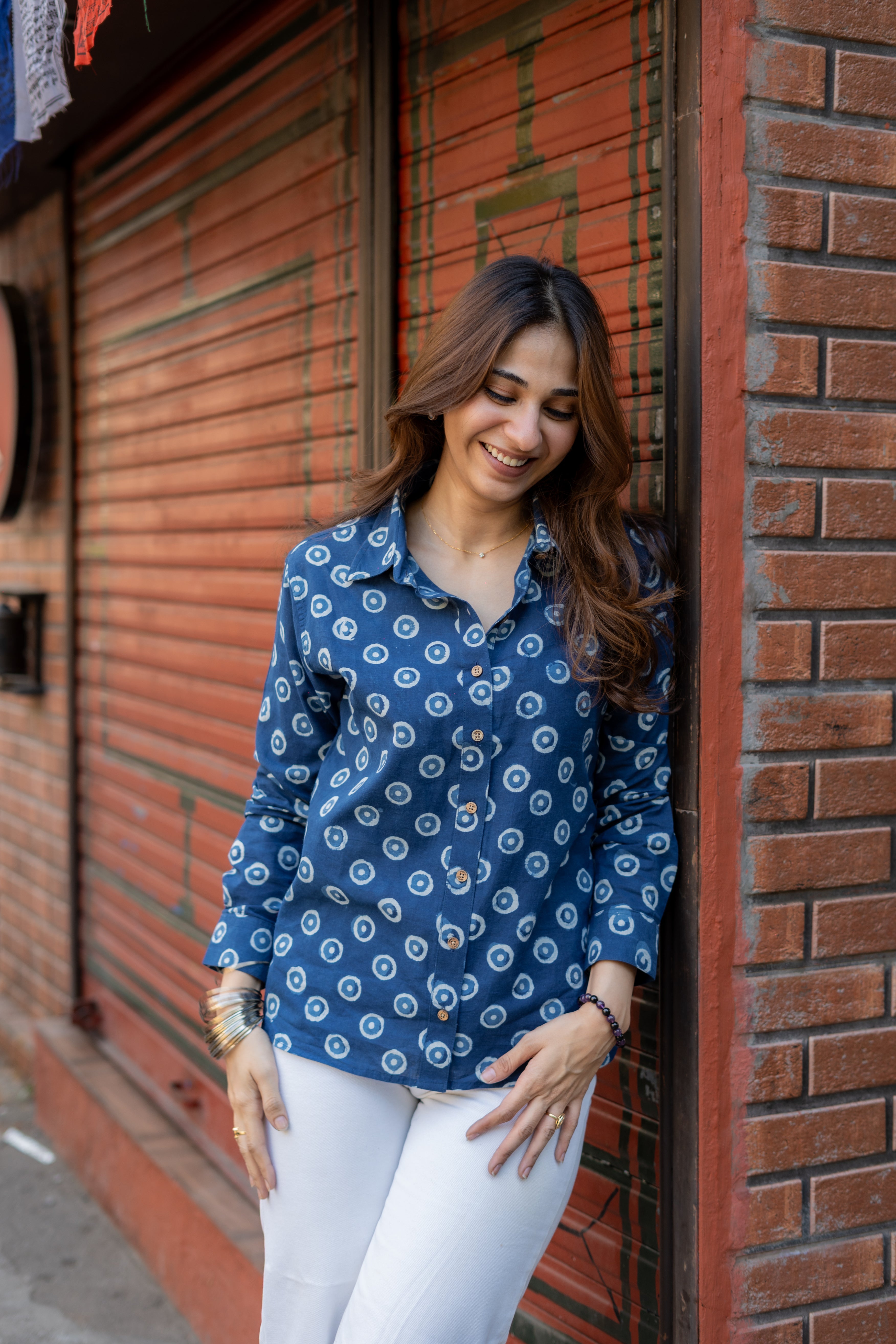 Indigo No Nazar Handblock Cotton Shirt