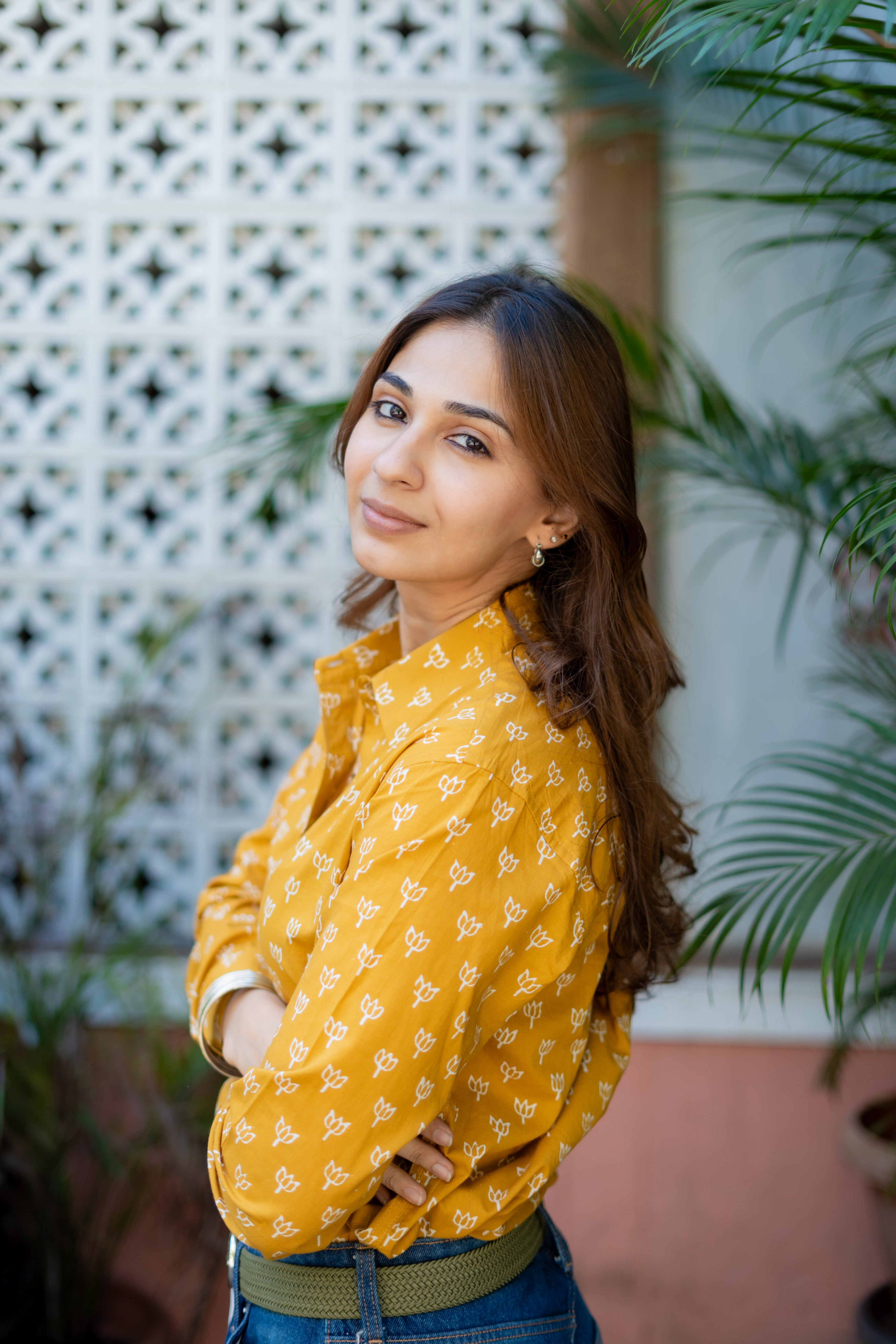 Mustard Kamal Handblock Cotton Shirt