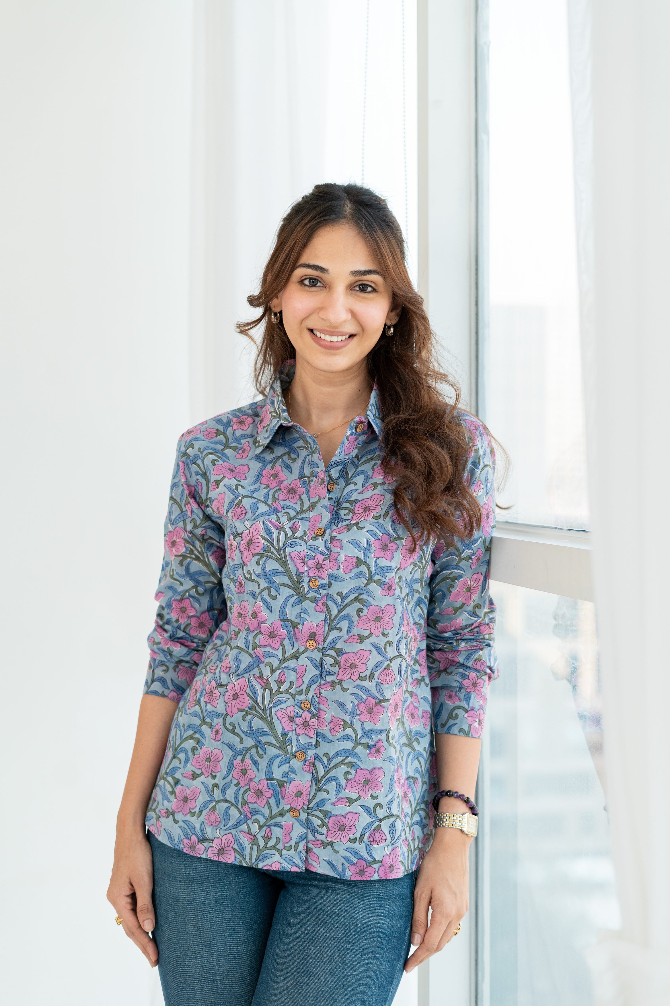 Pastel Daylight Block Print Cotton Shirt