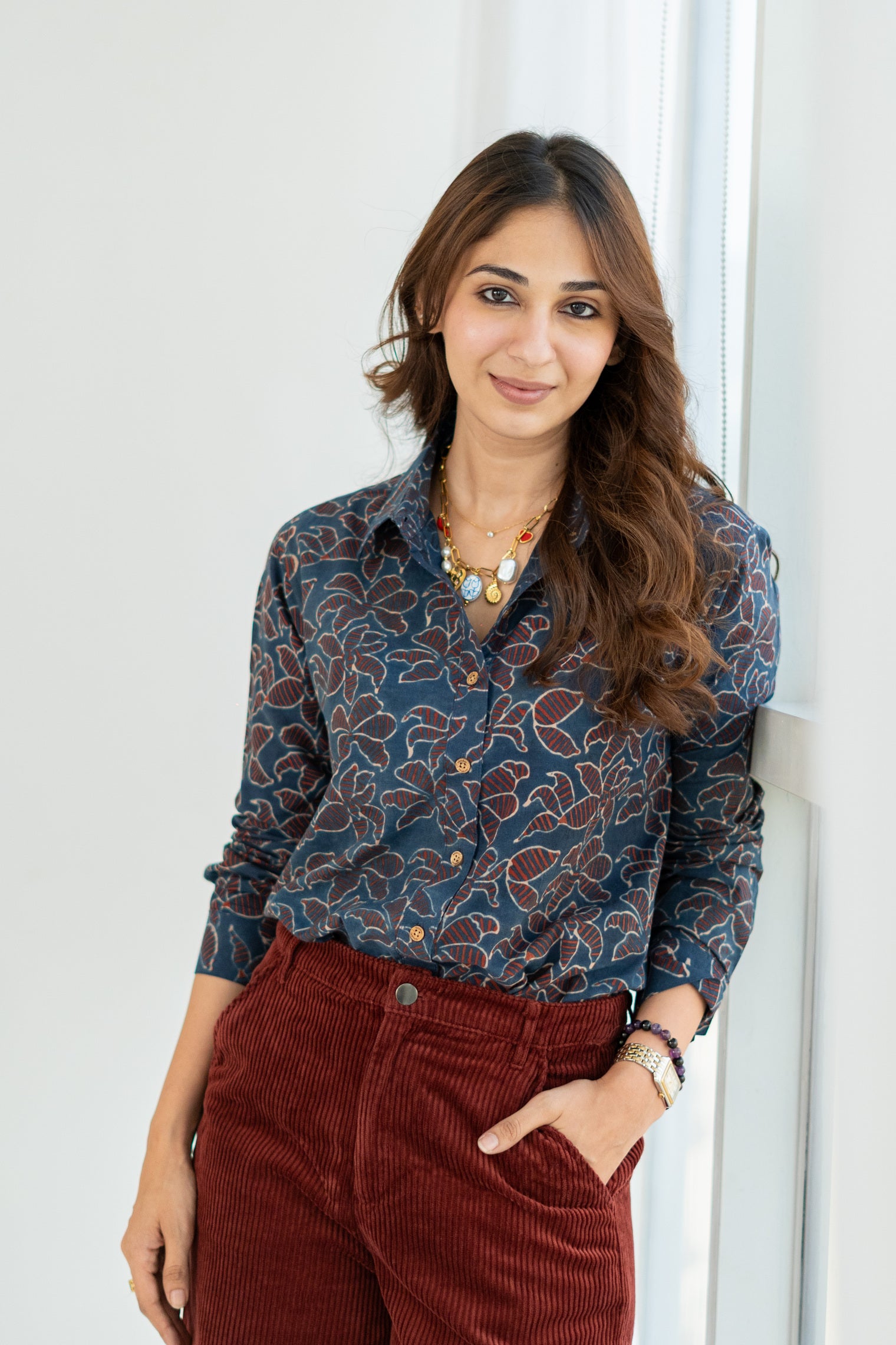 Indigo Ajrakh Mystic Handblock Cotton Shirt