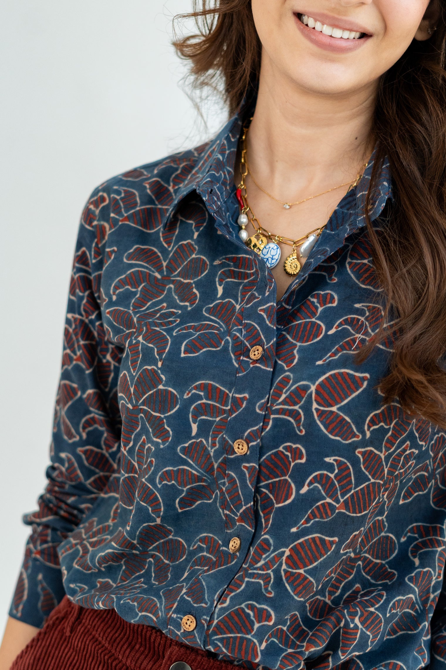 Indigo Ajrakh Mystic Handblock Cotton Shirt