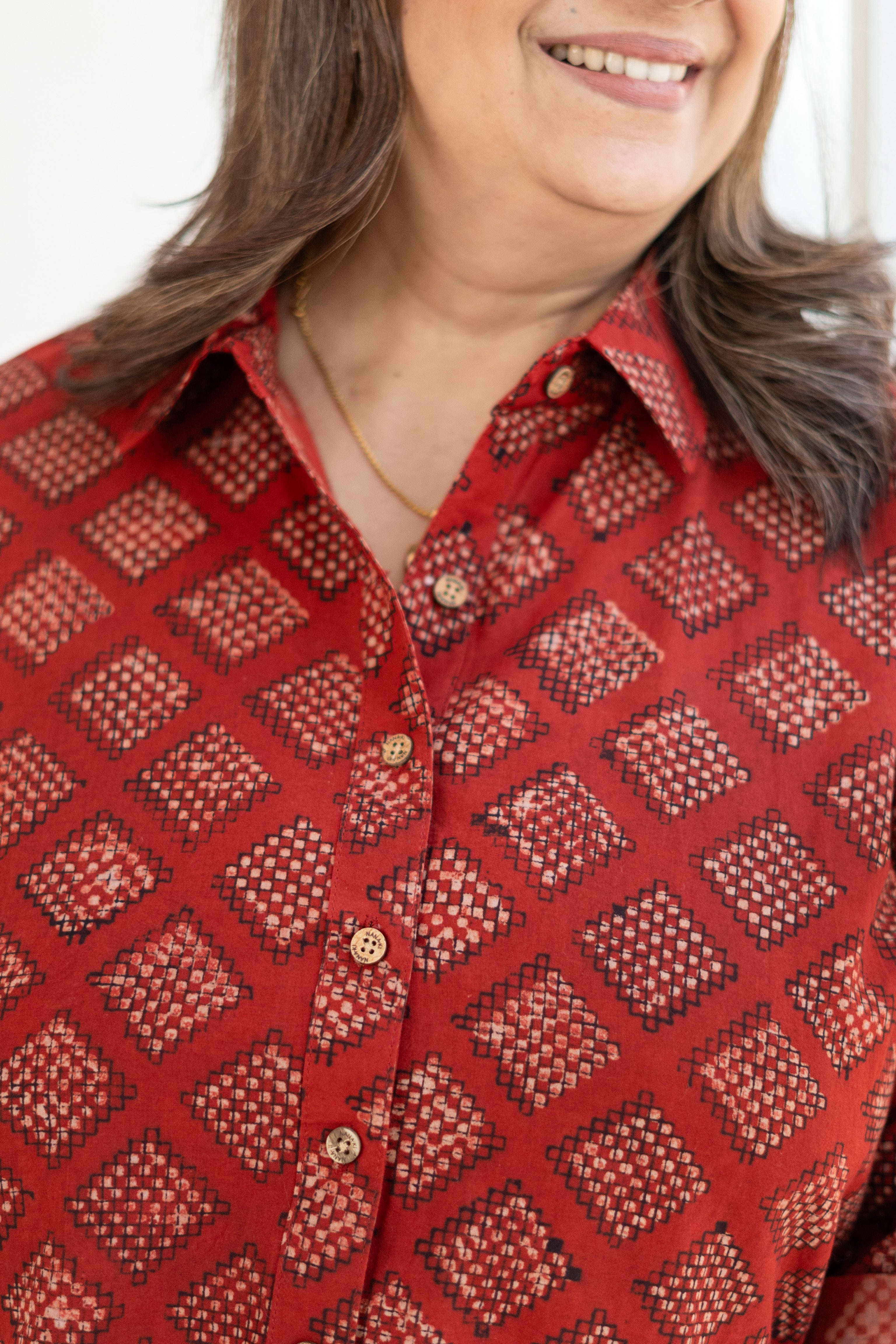 Ruby Red Jaipuri Handblock Cotton Shirt
