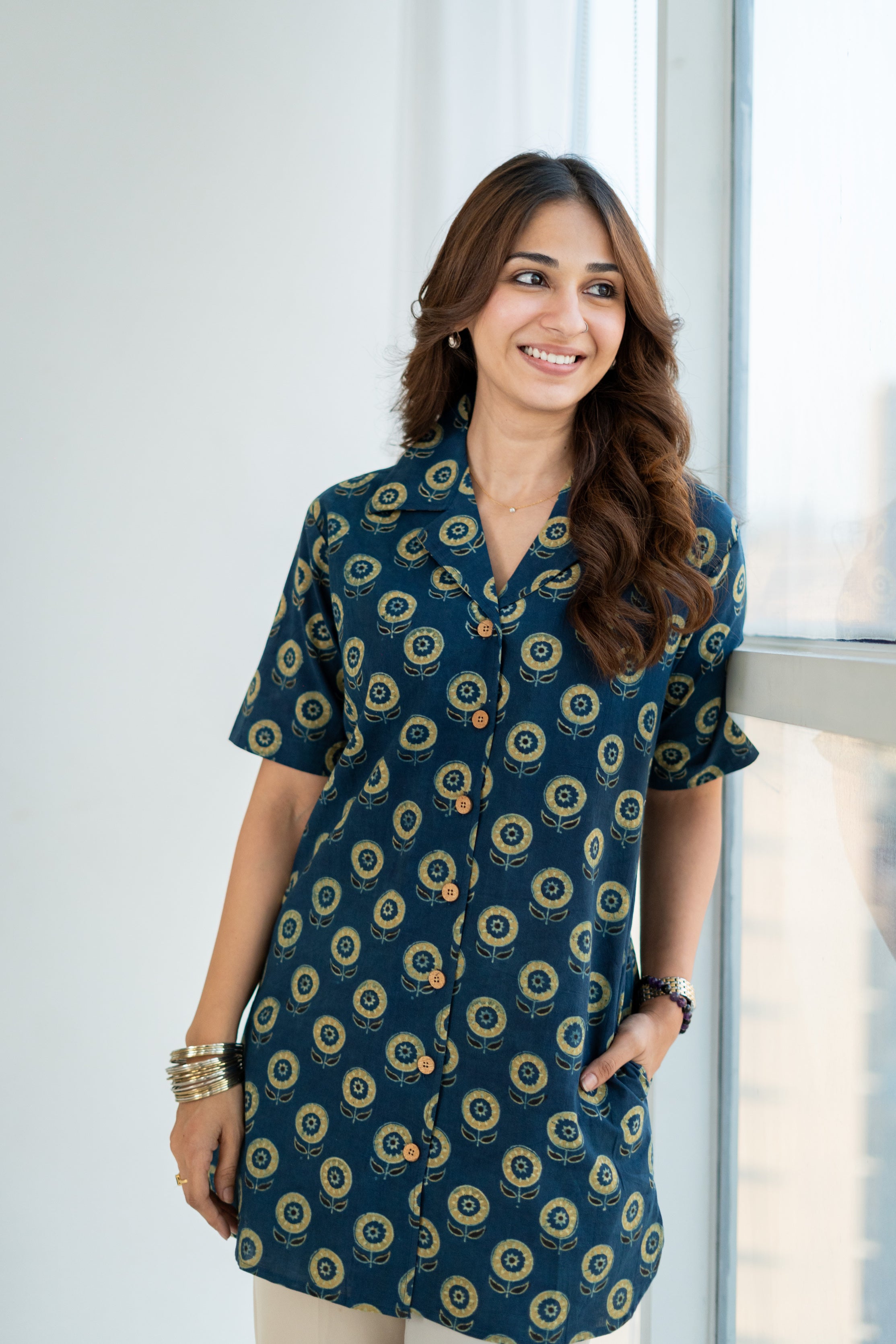 Ajrakh Royale Handblock Cotton Shirt Kurti