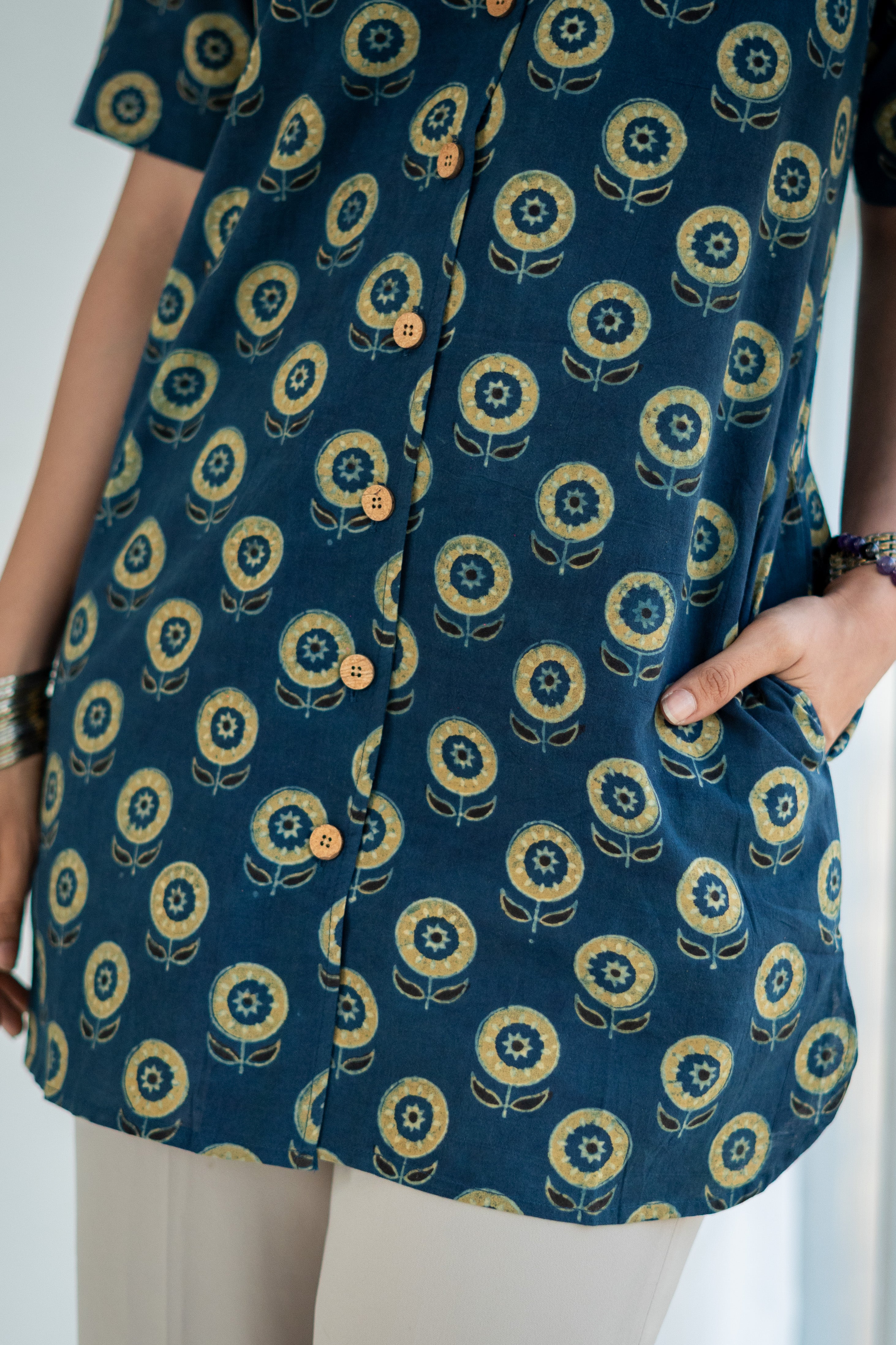 Ajrakh Royale Handblock Cotton Shirt Kurti