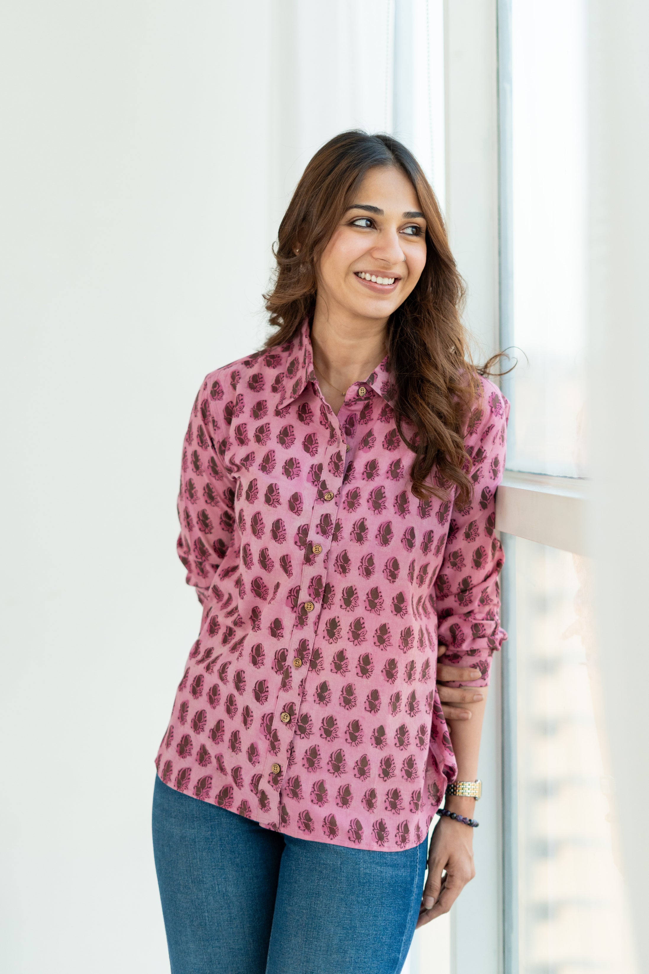 Rani Gulmohar Handblock Cotton Shirt