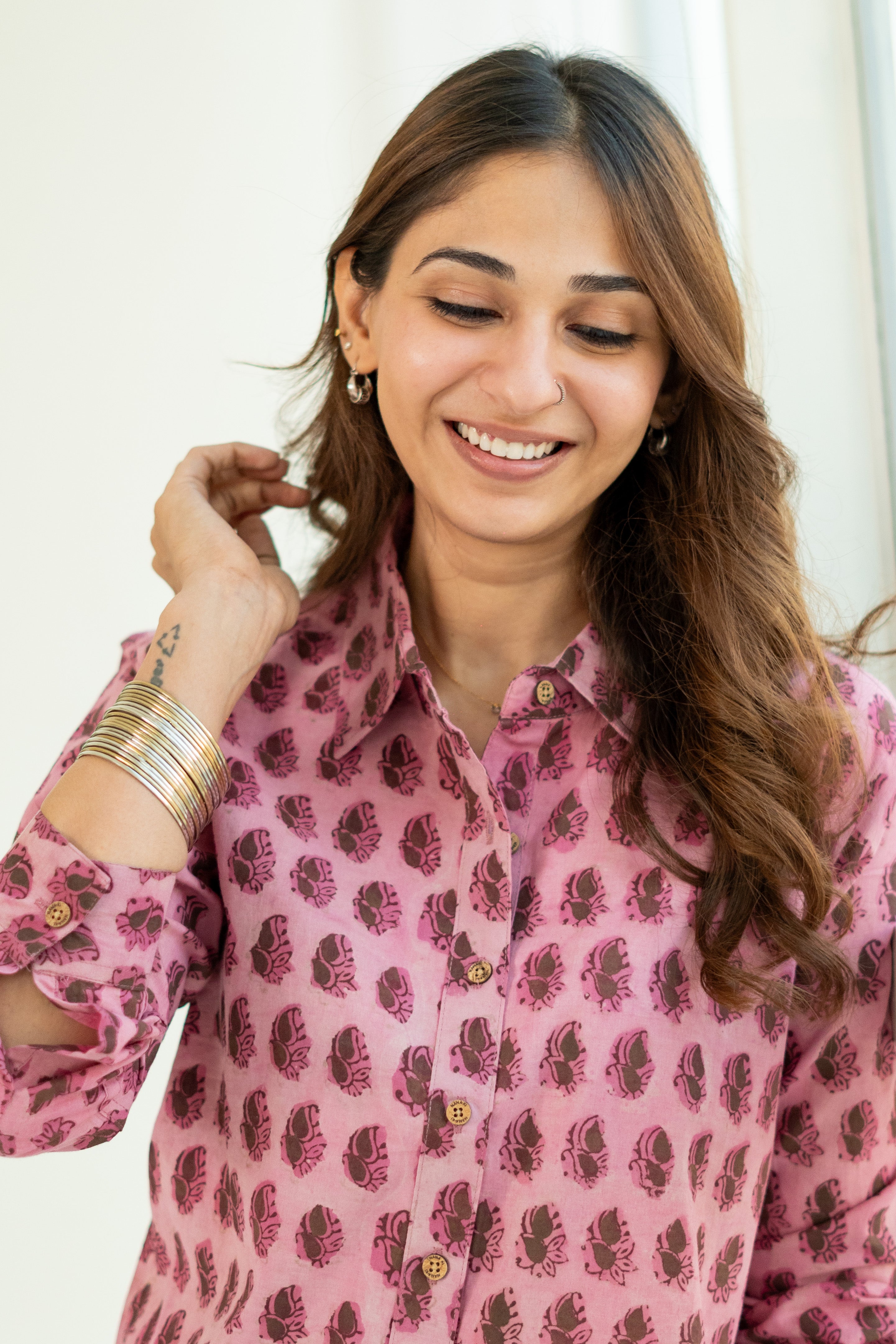 Rani Gulmohar Handblock Cotton Shirt