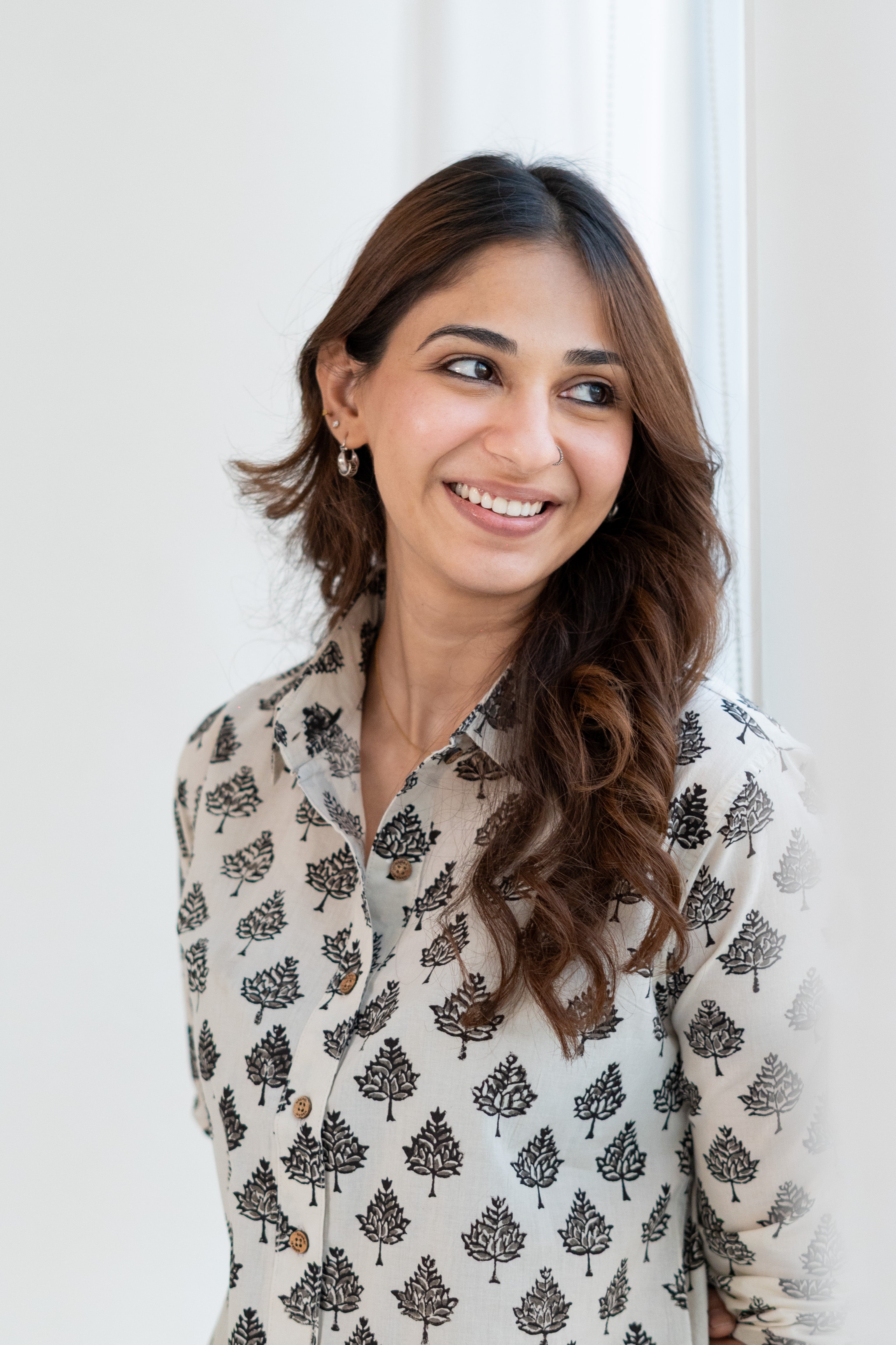 Safed Rangmahal Handblock Cotton Shirt