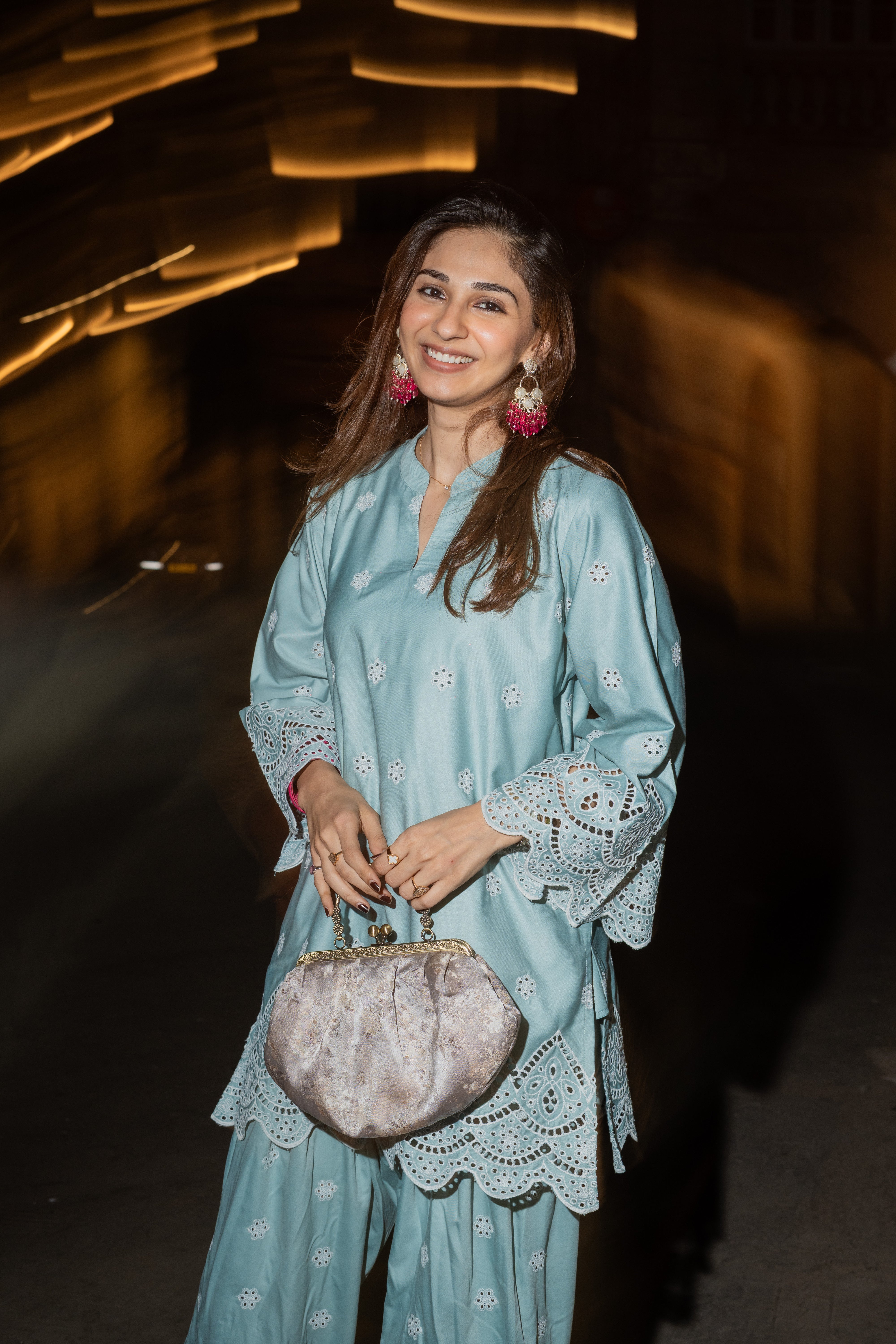 Mint Blue Embroidered Farshi Salwar Set