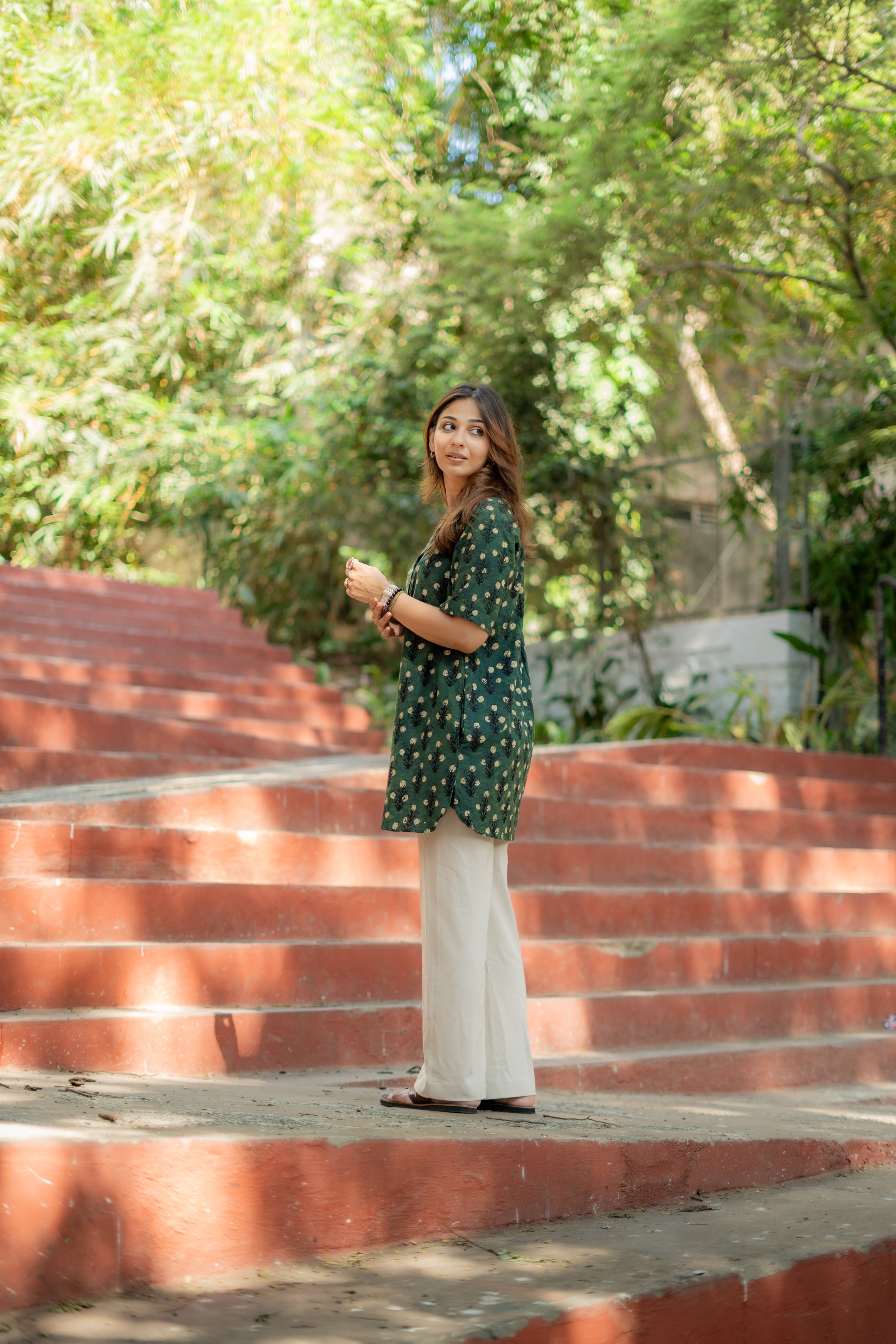 Nilgiri Spring Handblock Cotton Shirt Kurti