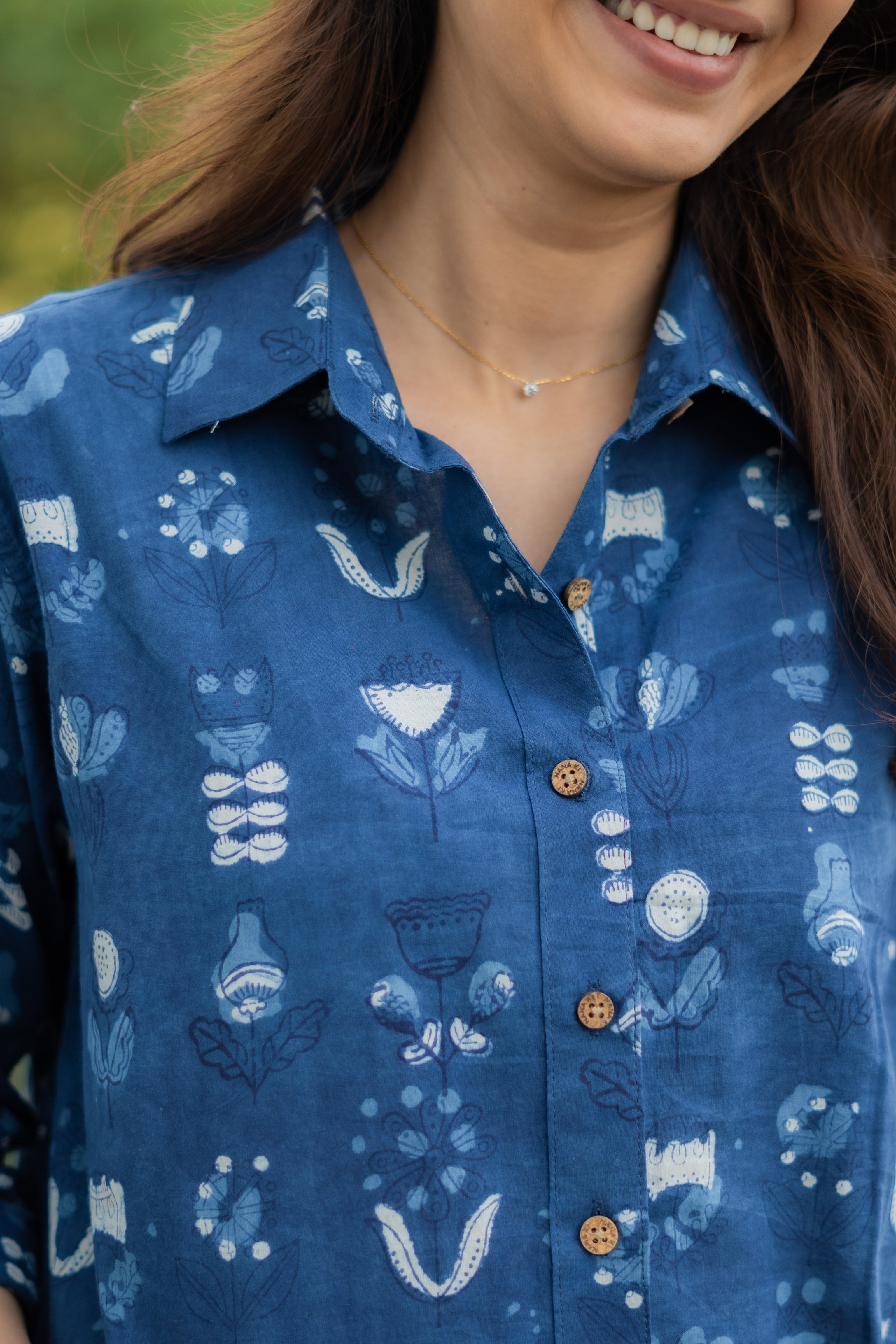 Jaipuri Indigo Handblock Cotton Shirt