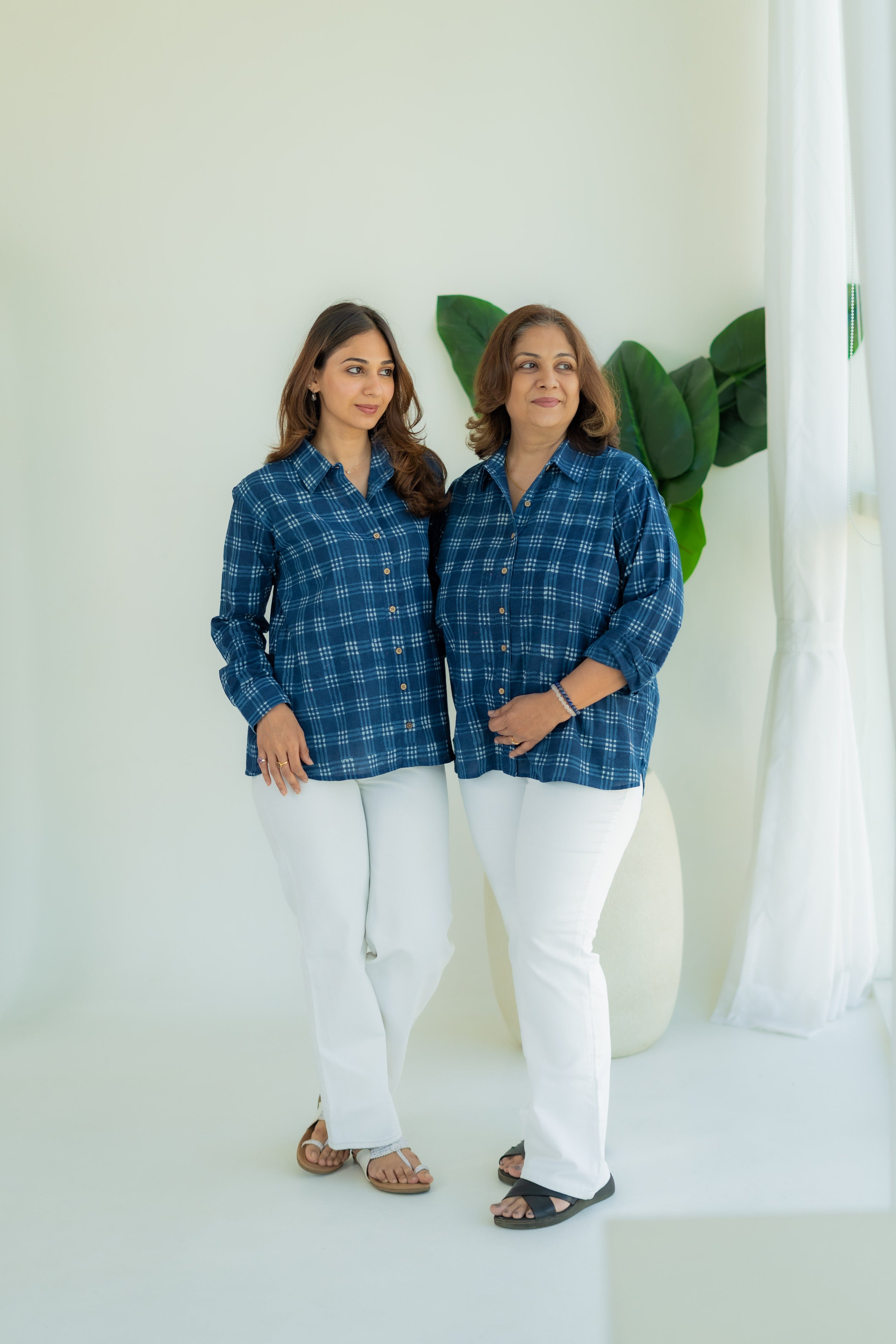 Indigo Checks Handblock Cotton Shirt