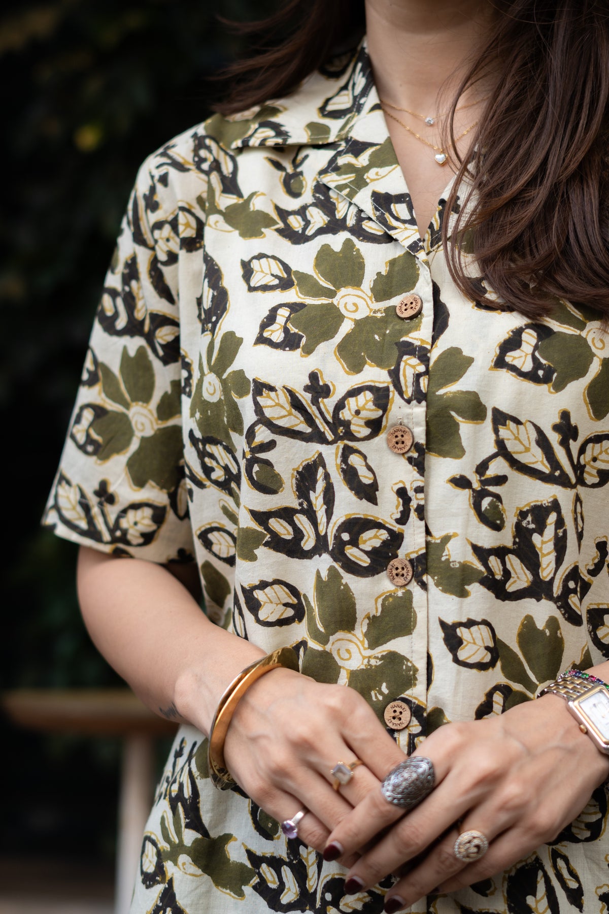 Olive Bagru Handblock Cotton Shirt Kurti