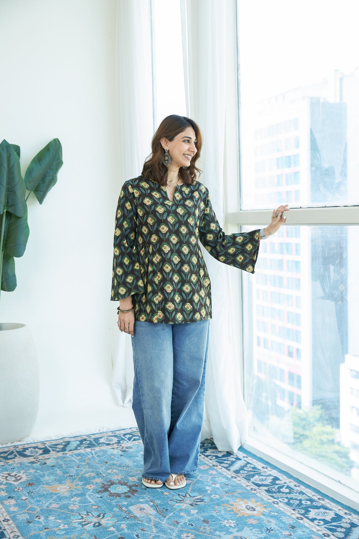 Nilam Baug Bell Sleeves Cotton Short Top