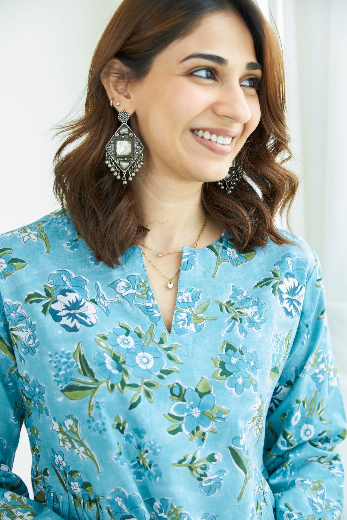 Blue Breeze Bell Sleeves Cotton Short Top