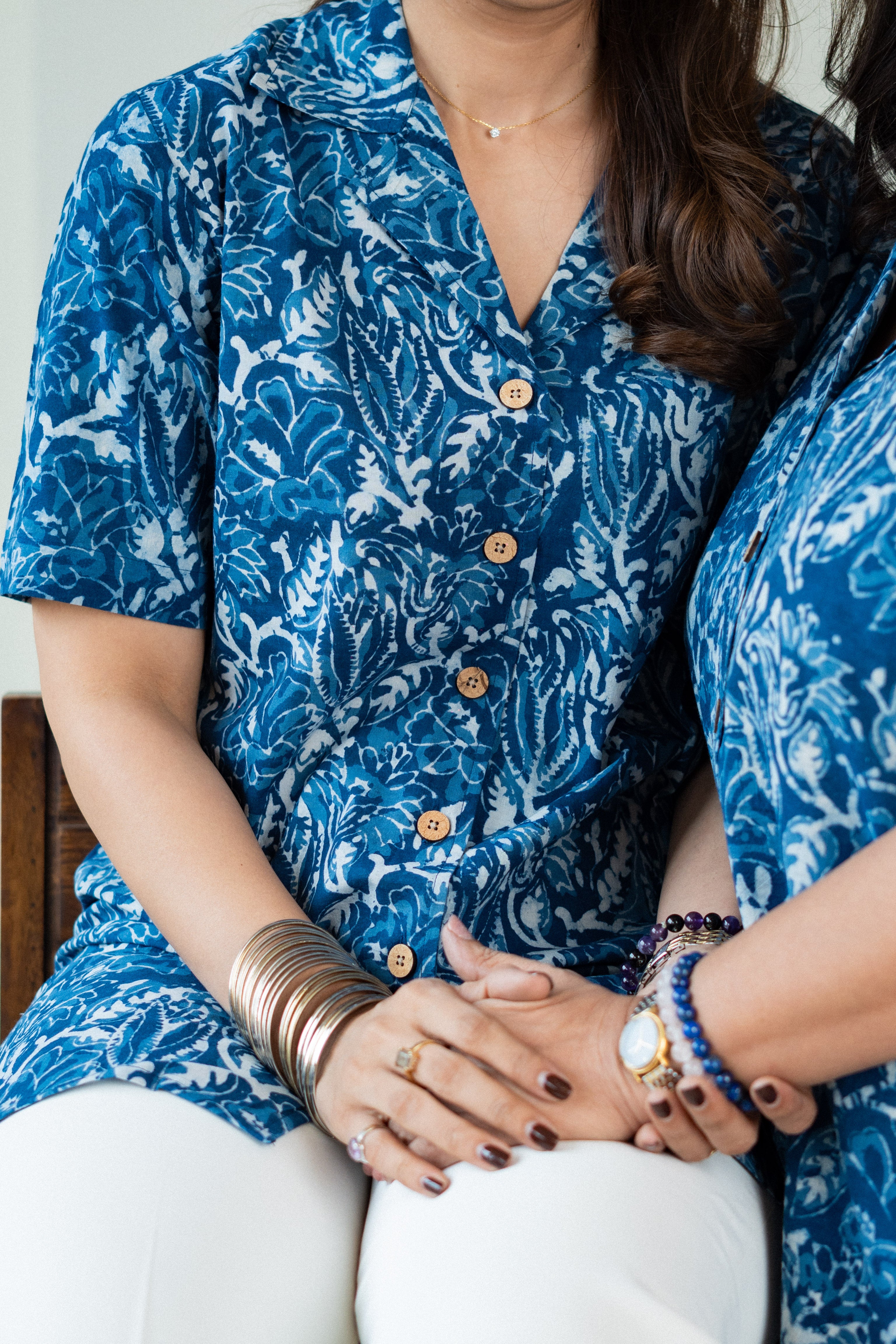 Blue Bagru Art Handblock Cotton Shirt Kurti