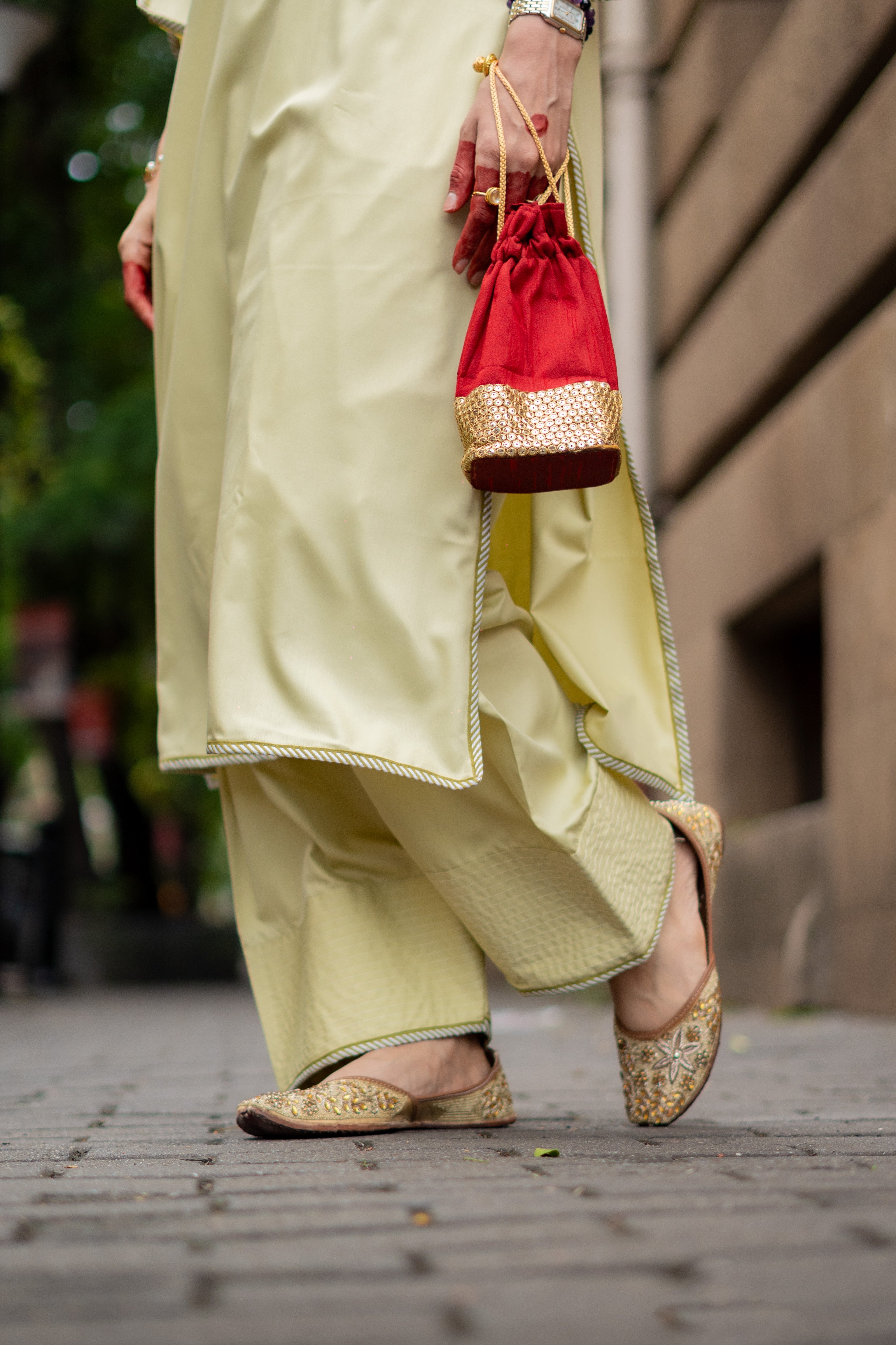 Green Farshi Salwar with Kurta and Chanderi Baadla Dupatta ( Full Set )