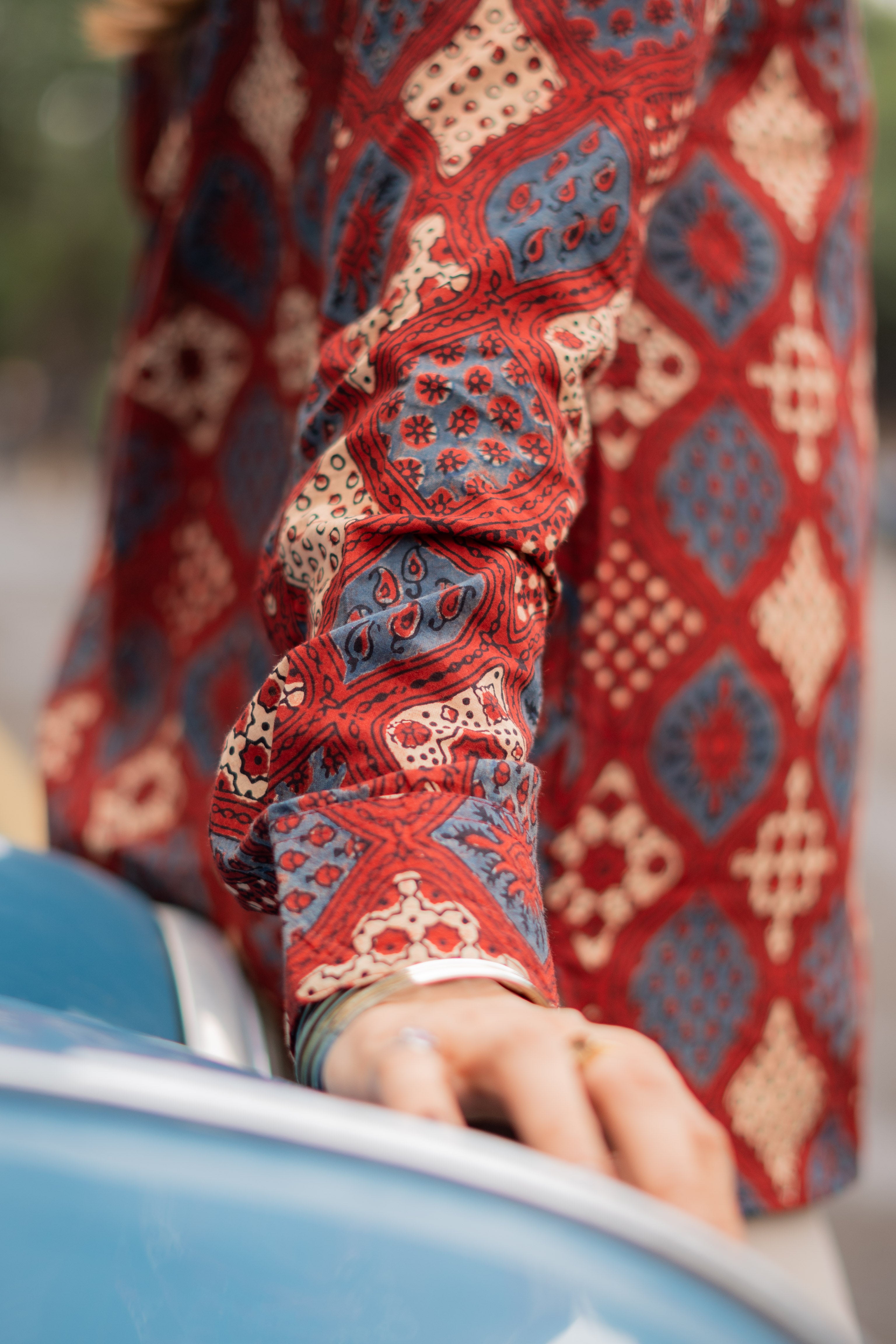 Rubia Red Ajrakh Natural Dye Cotton Shirt