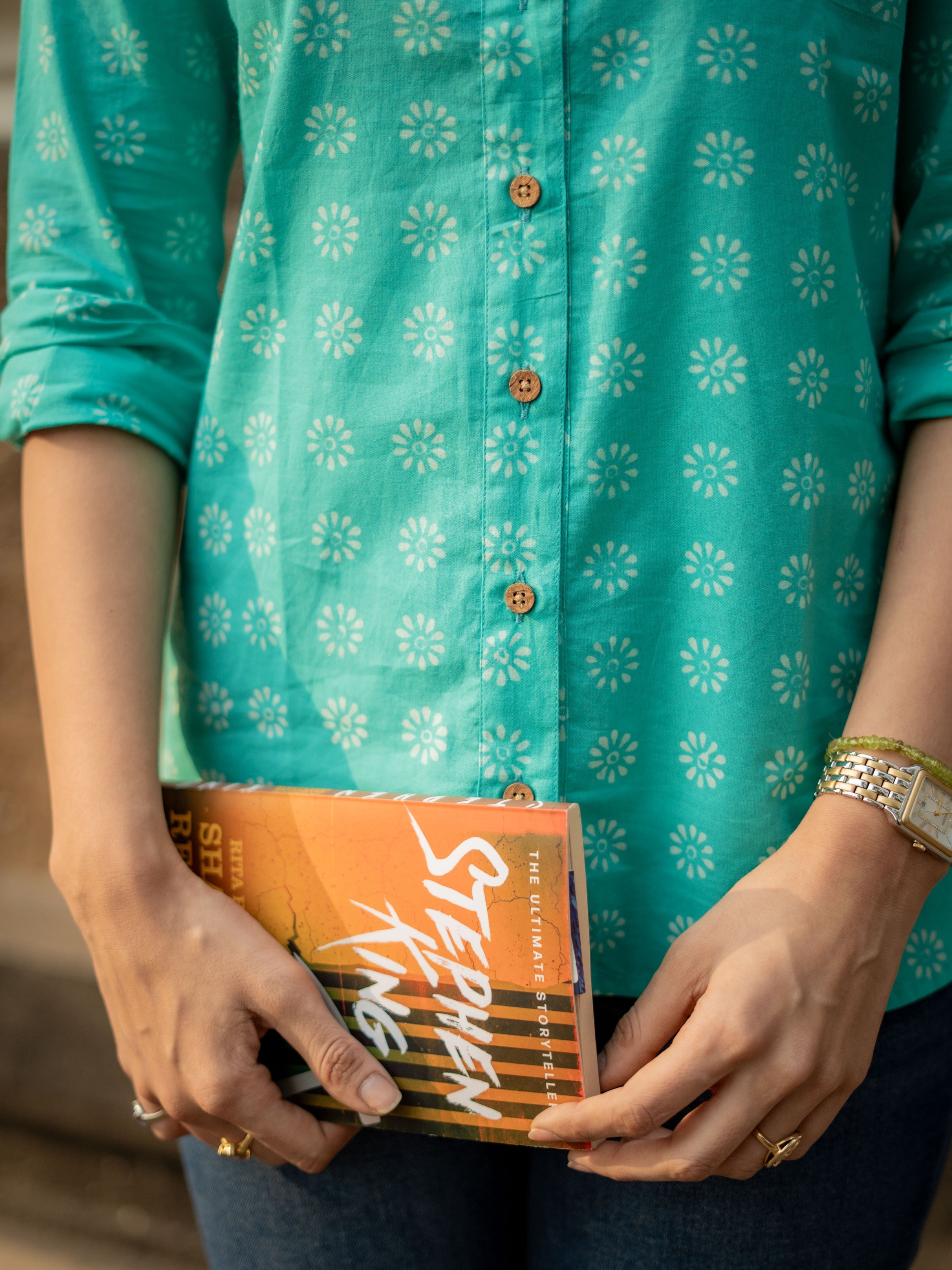 Mint Blue Handblock Cotton Shirt