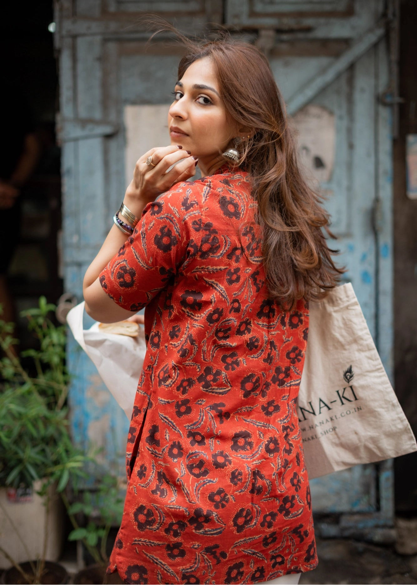 Bagru Red Handblock Shirt Kurti