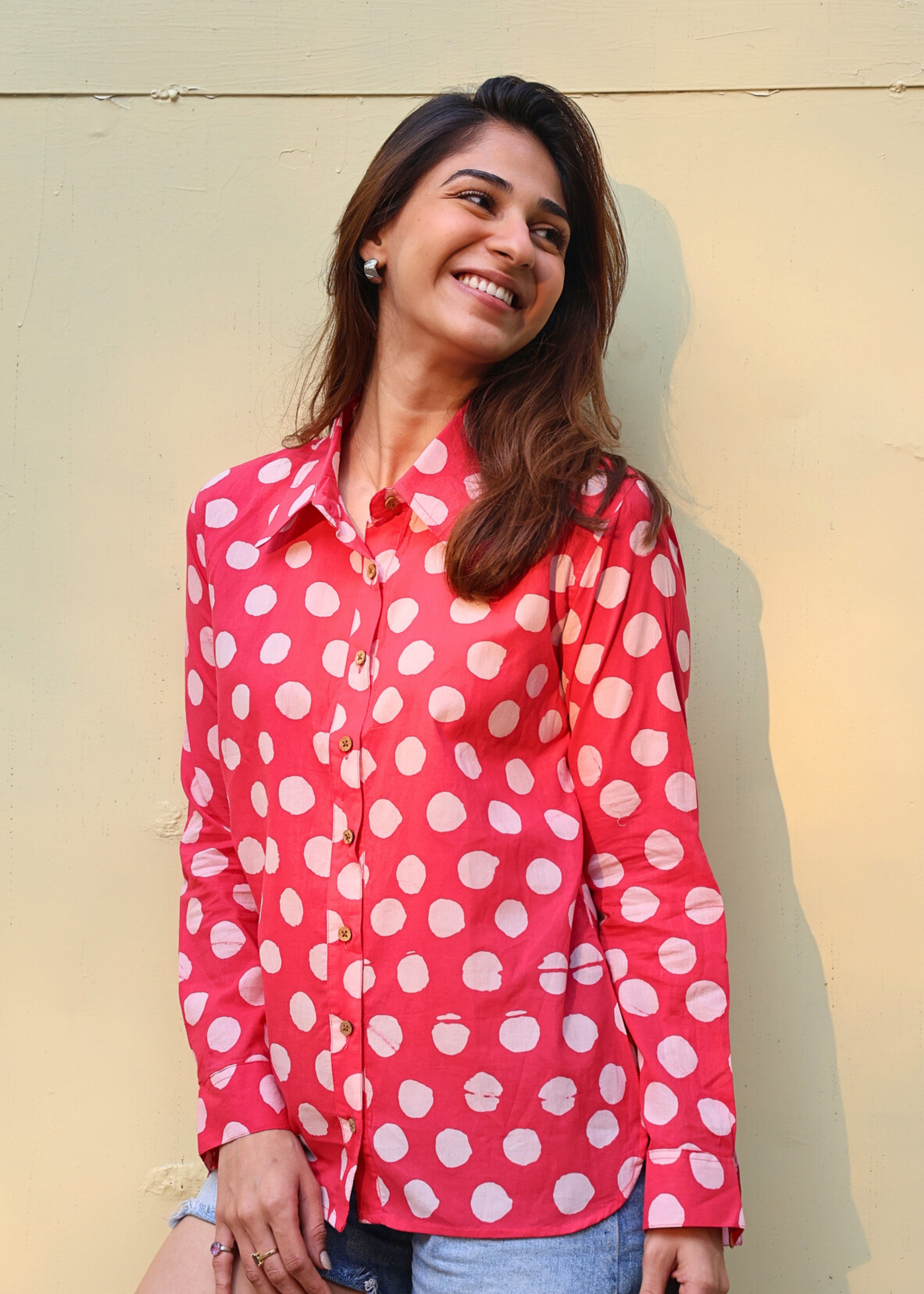 Pink Polka Handblock Shirt