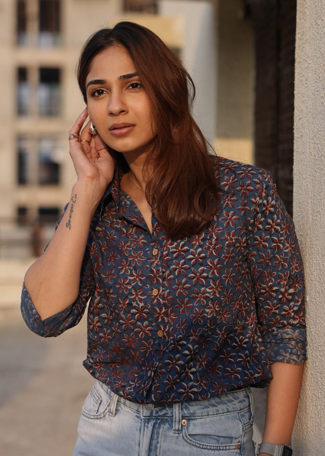 Indigo Star Handblock Cotton Shirt