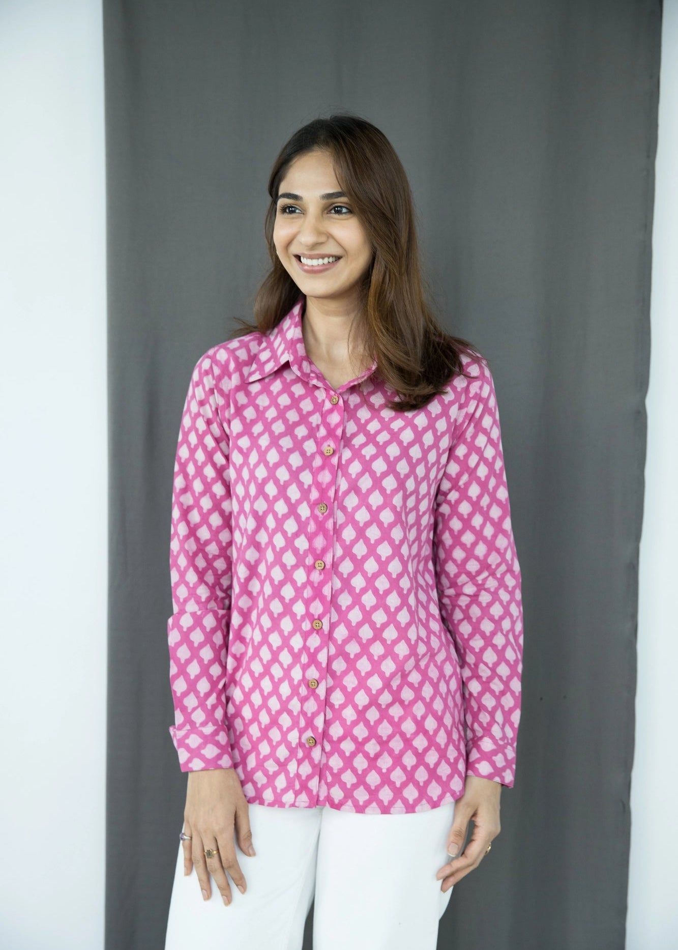 Pink Spade Handblock Shirt