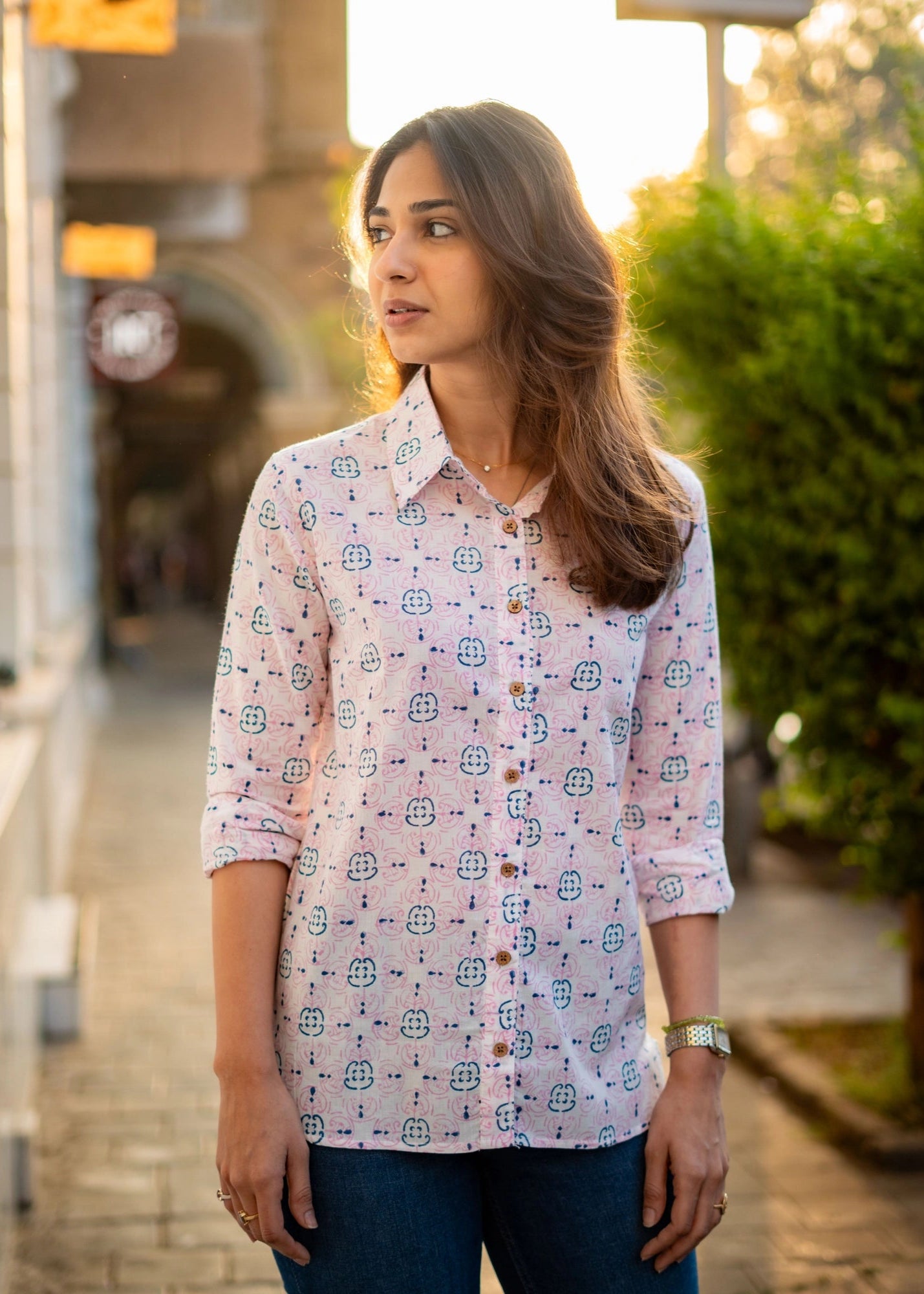 Pink Maze Block Print Shirt