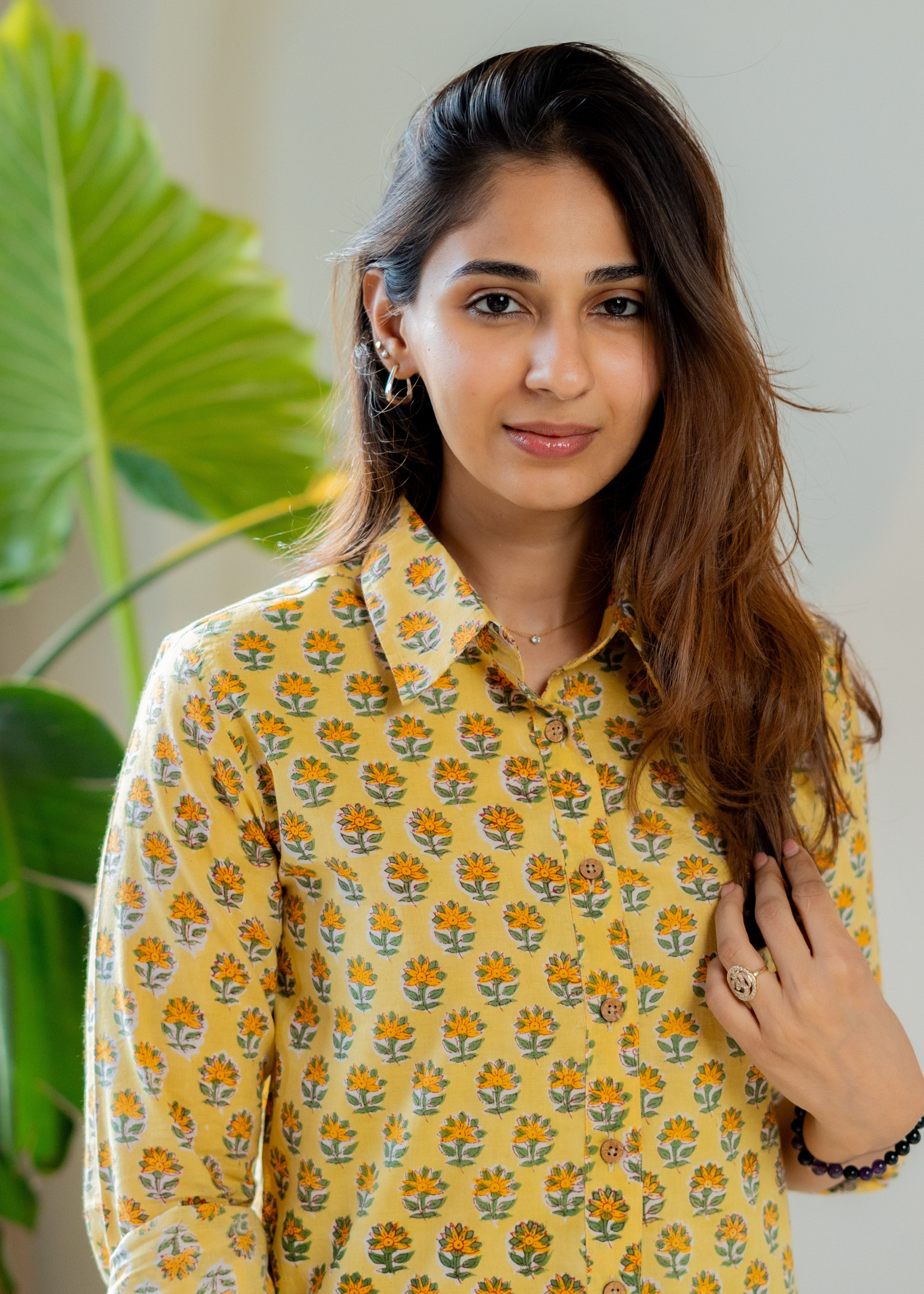 Lemon Flower Block Print Shirt