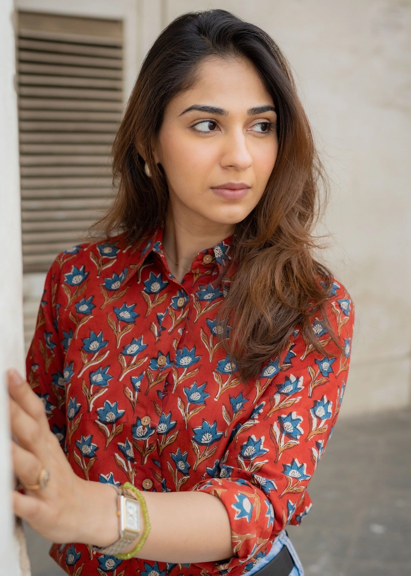 Red Bagru Block Print Shirt