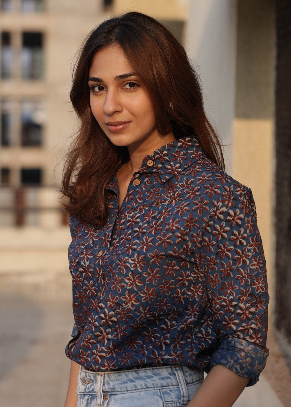 Indigo Star Handblock Cotton Shirt