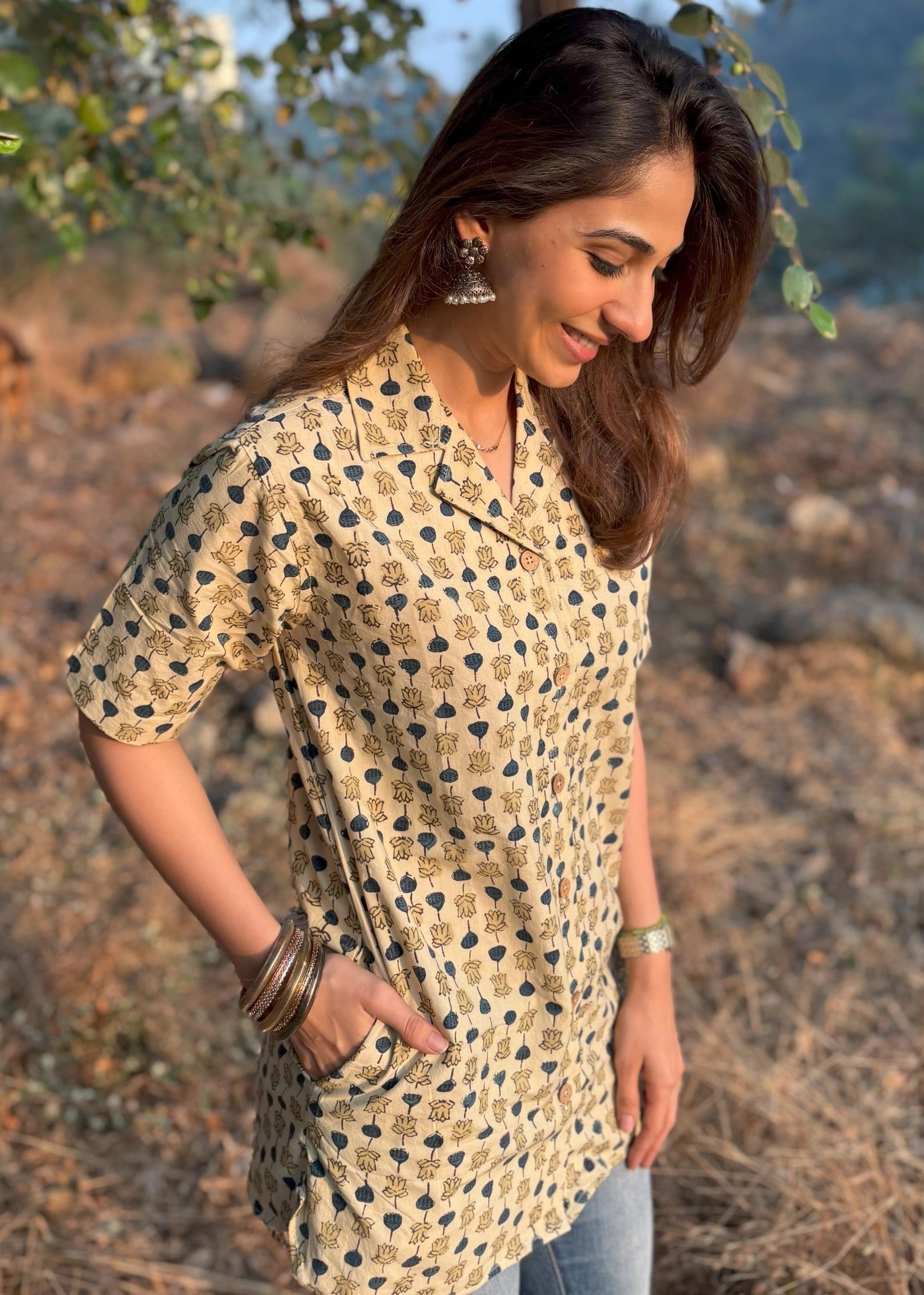 Ajrakh Batik Natural Dye Shirt Kurti