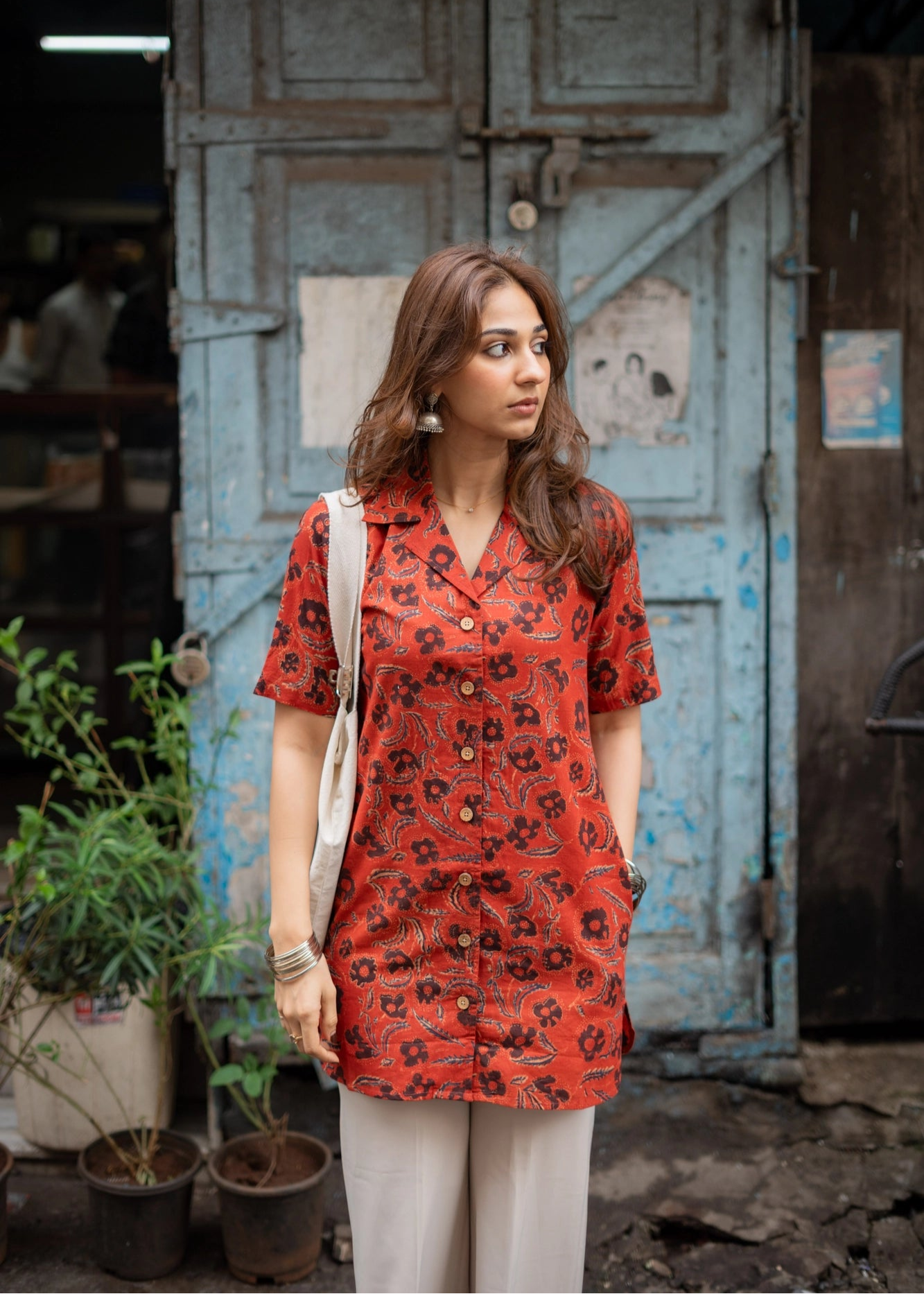 Bagru Red Handblock Shirt Kurti