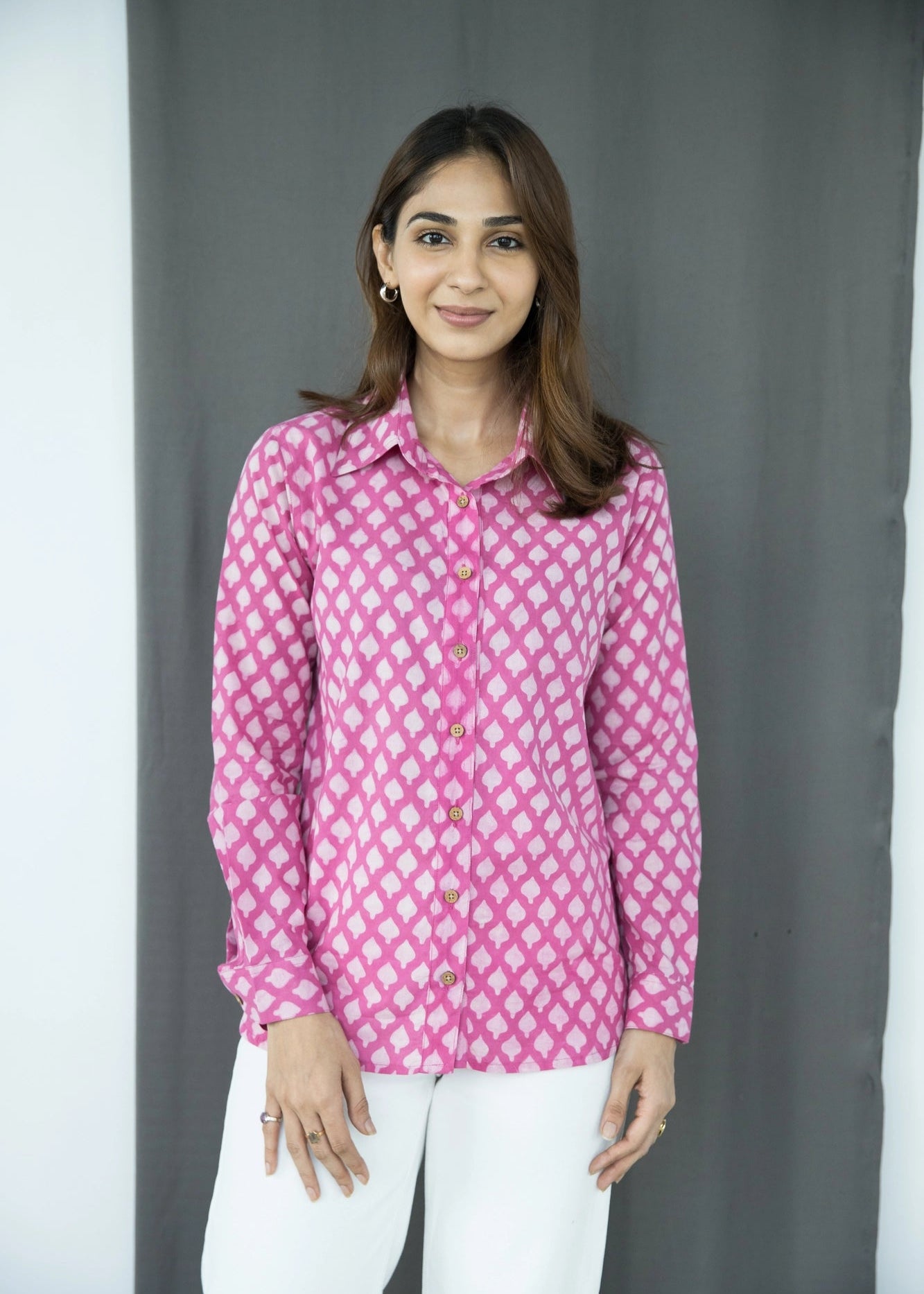 Pink Spade Handblock Shirt