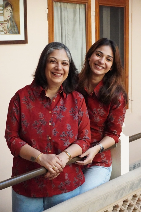 Red Ajrakh Floral Block Print Cotton Shirt