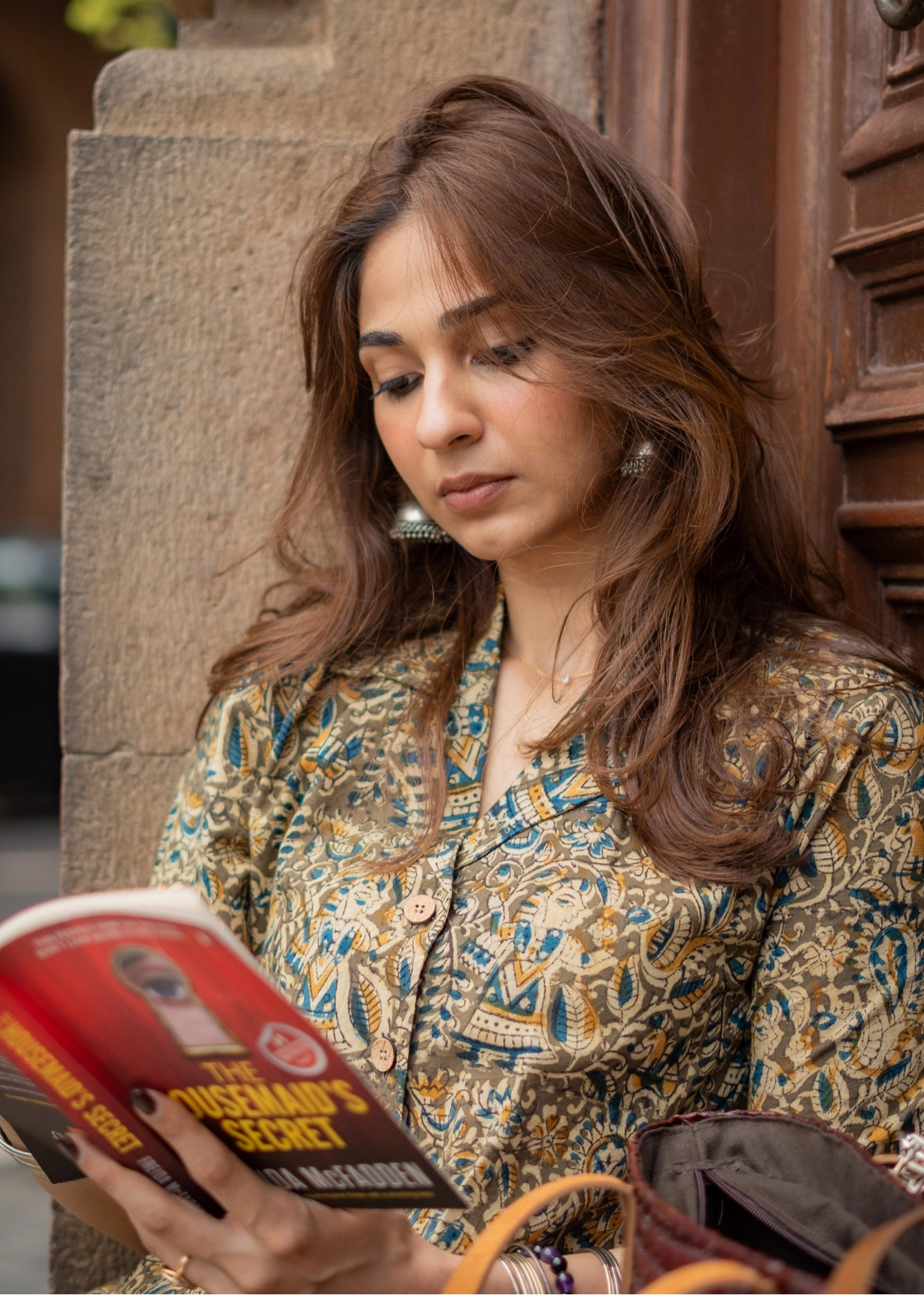 Olive Kalamkari Handblock Shirt Kurti