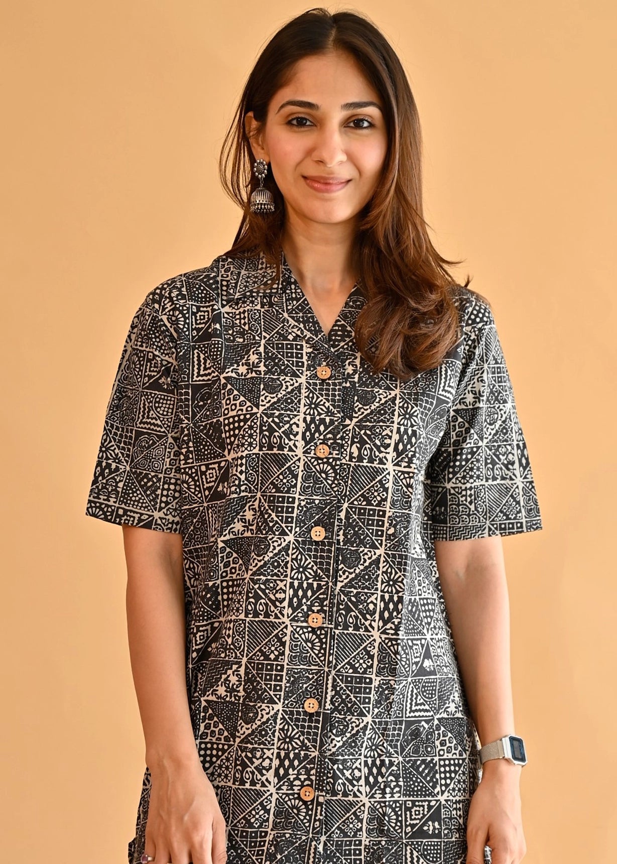 Fabwork Ajrakh Natural Dye Shirt Kurti