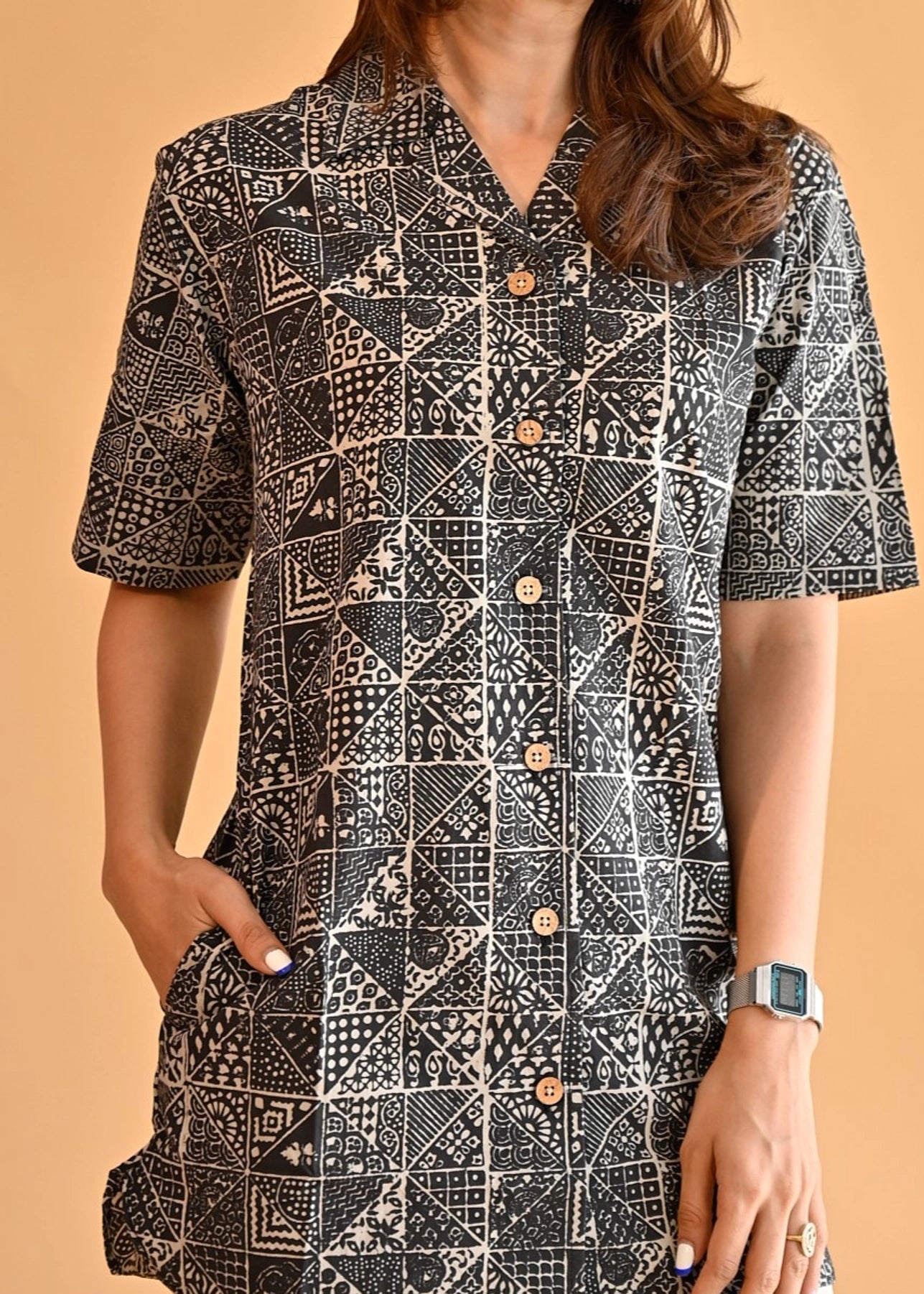 Fabwork Ajrakh Natural Dye Shirt Kurti