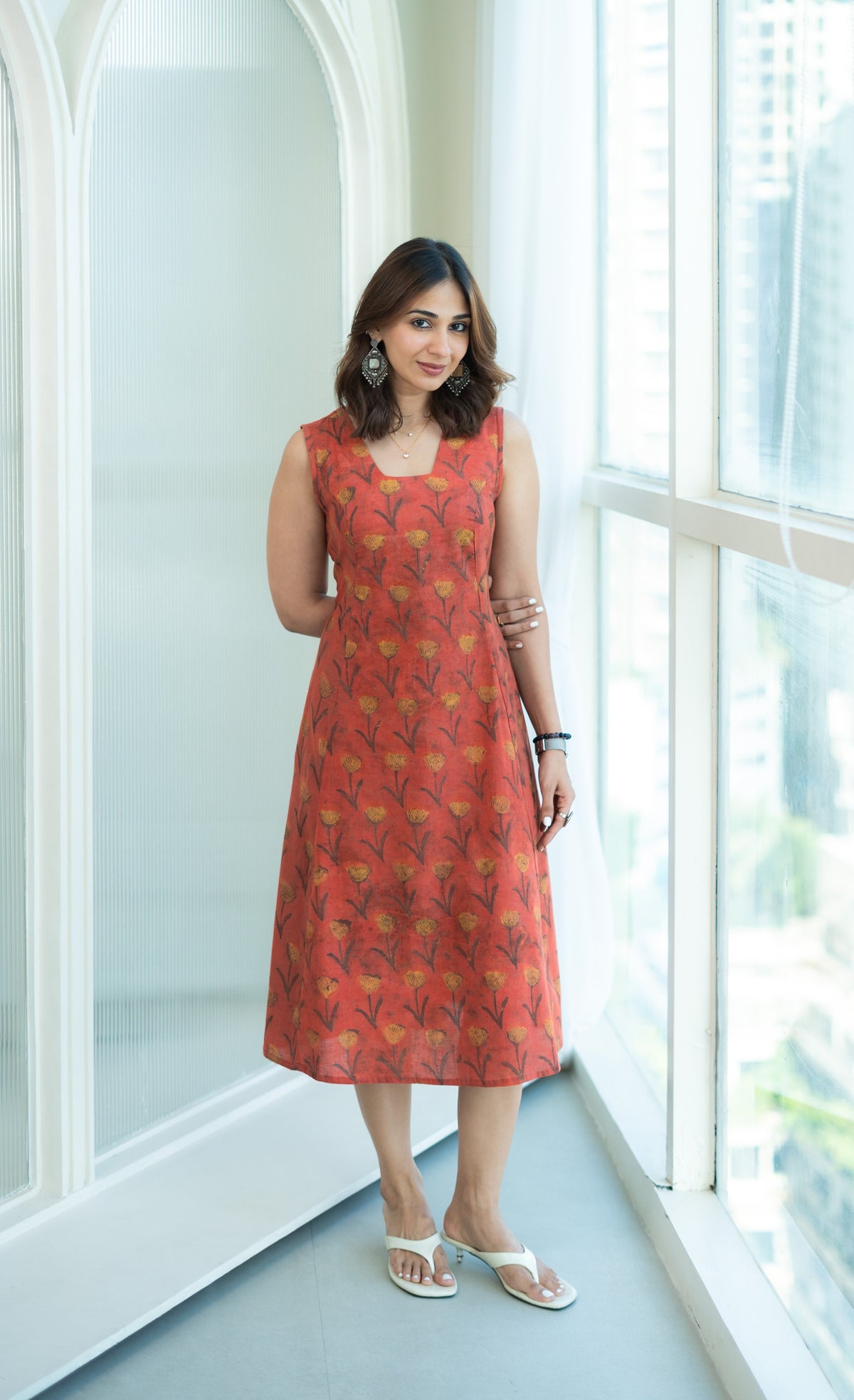 Genda Bagru Phool Cotton Corset Dress