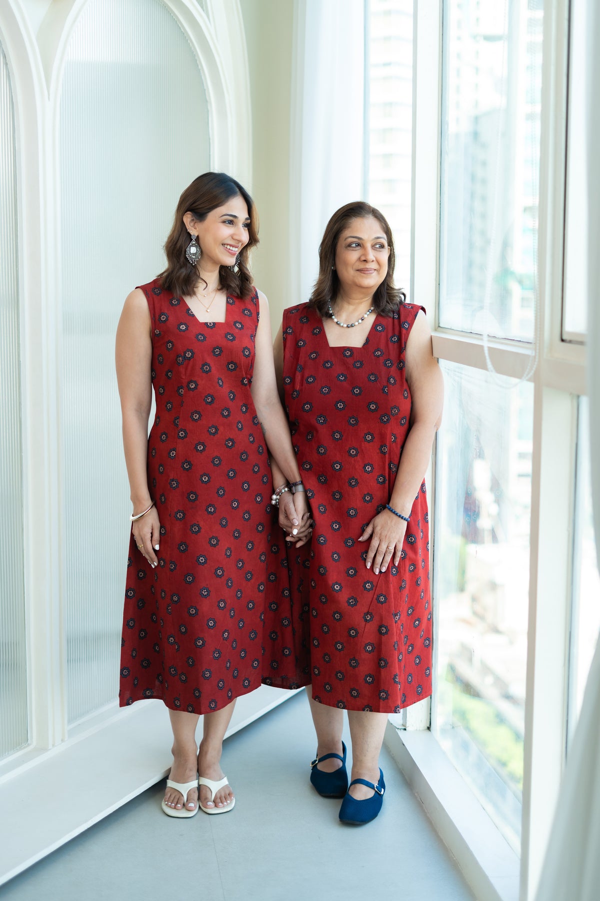 Ajrakh Laal Sitara Cotton Corset Dress