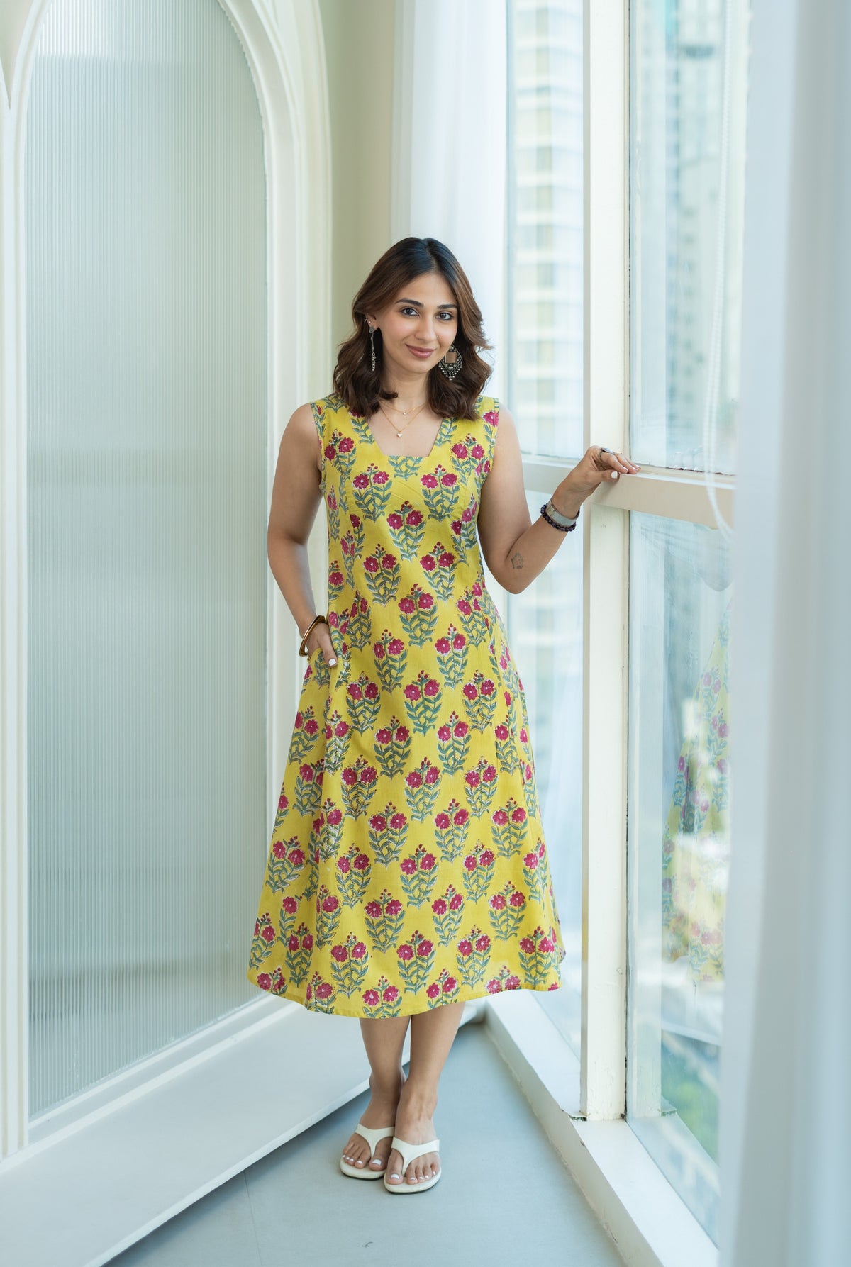 Mustard Gulabi Cotton Corset Dress