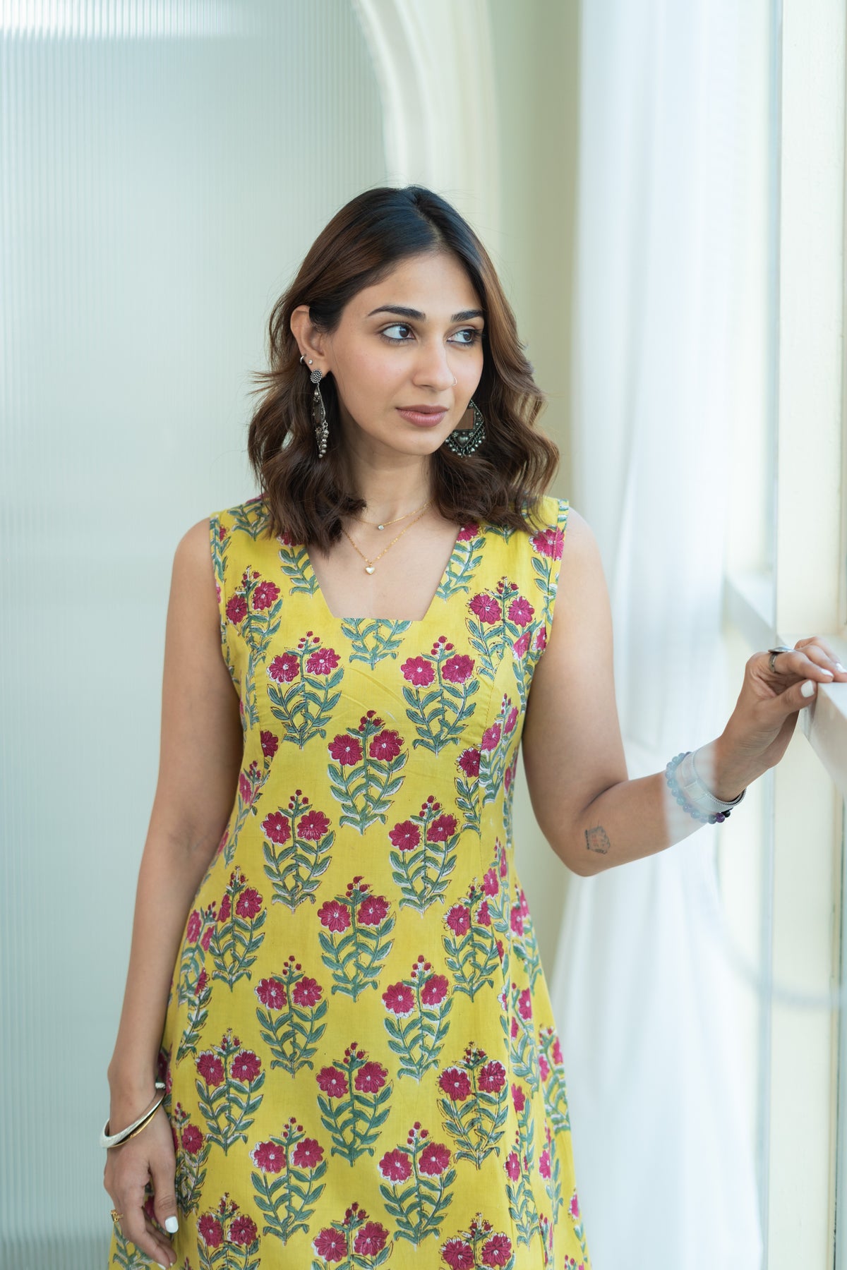 Mustard Gulabi Cotton Corset Dress
