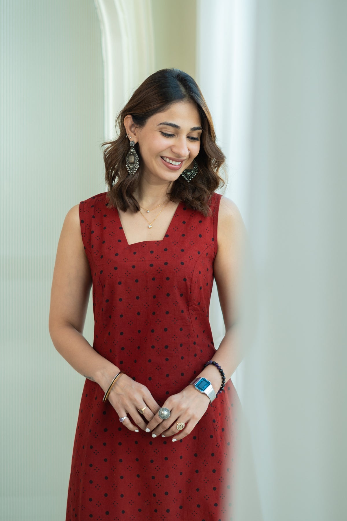 Ajrakh Chunki Madder Buti Cotton Corset Dress