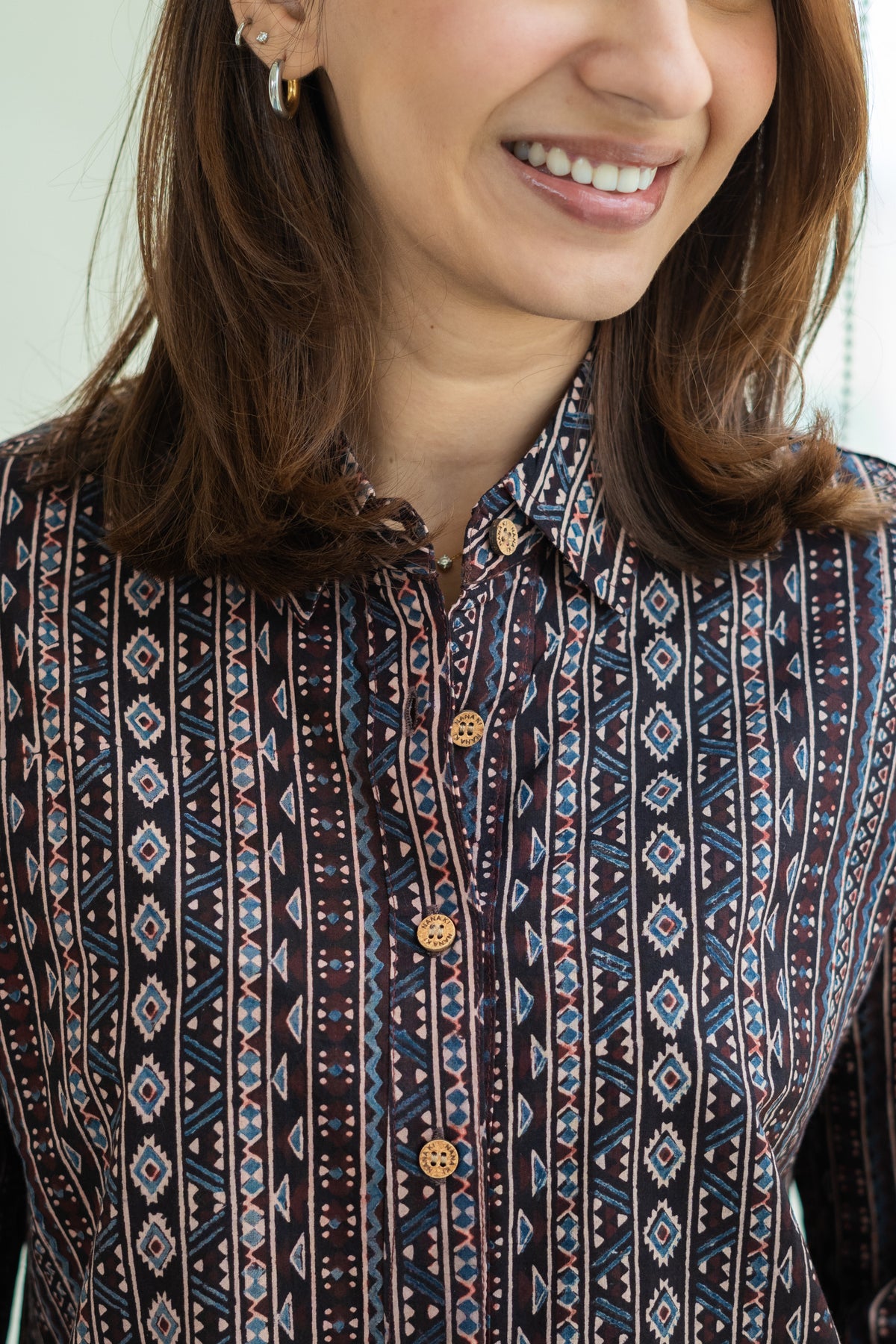 Black Iron Ajrakh Handblock Cotton Shirt
