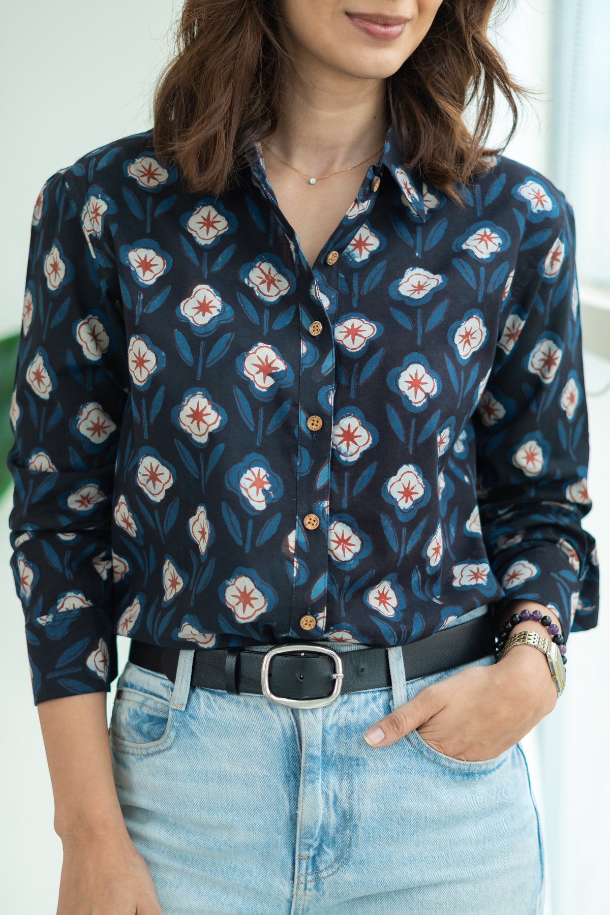 Bagru Nilam Baug Block Print Handblock Cotton Shirt