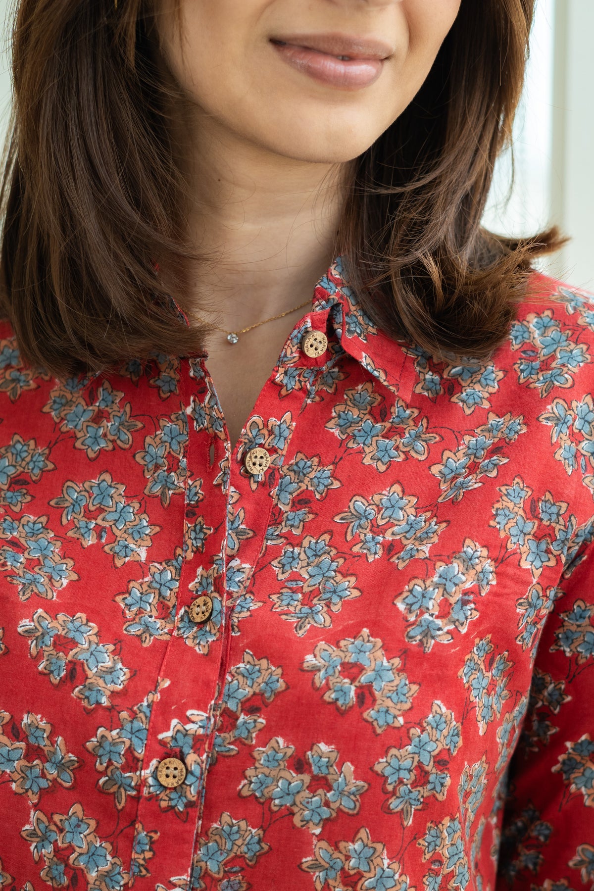 Jaipuri Madder Floral Block Print Cotton Shirt