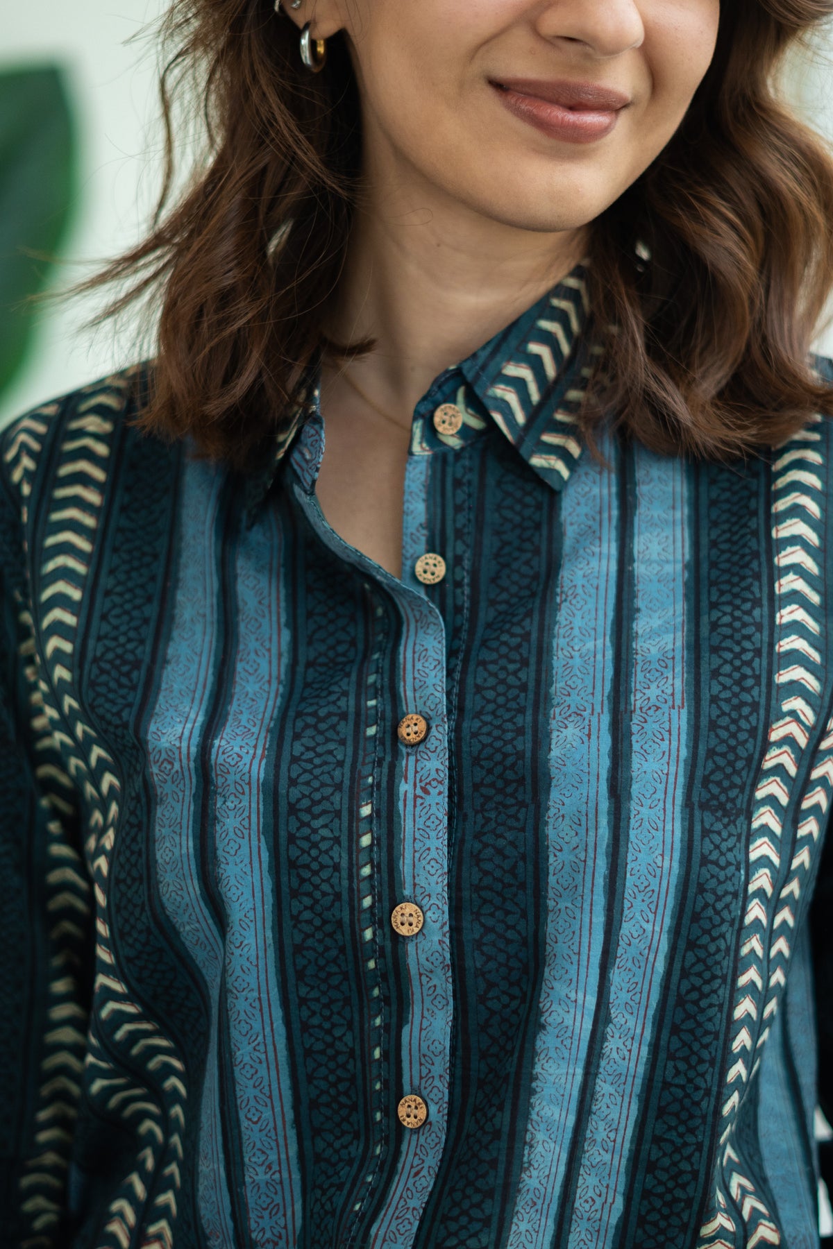 Indigo Royale Stripe Handblock Cotton Shirt