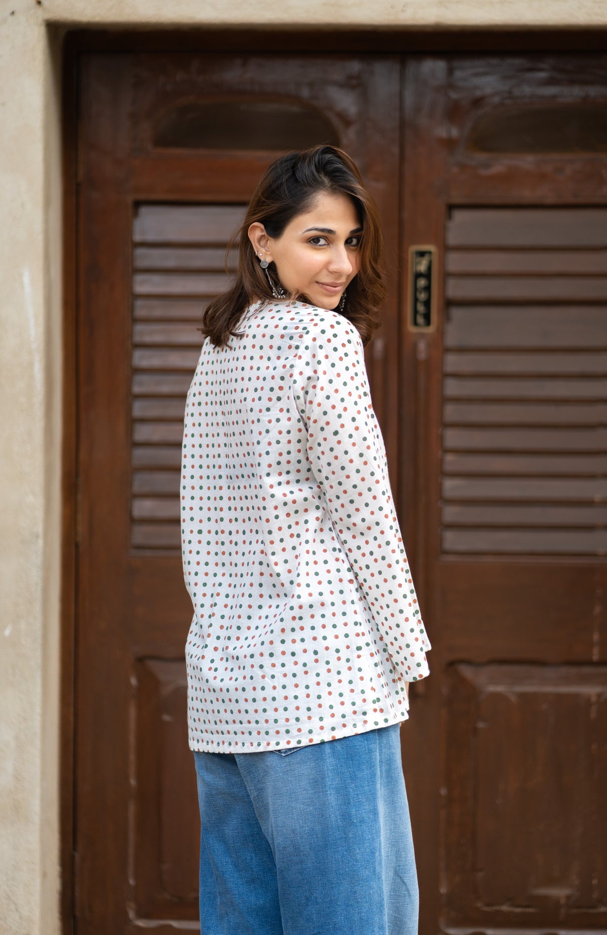 Fairy Polka Bell Sleeves Cotton Short Top