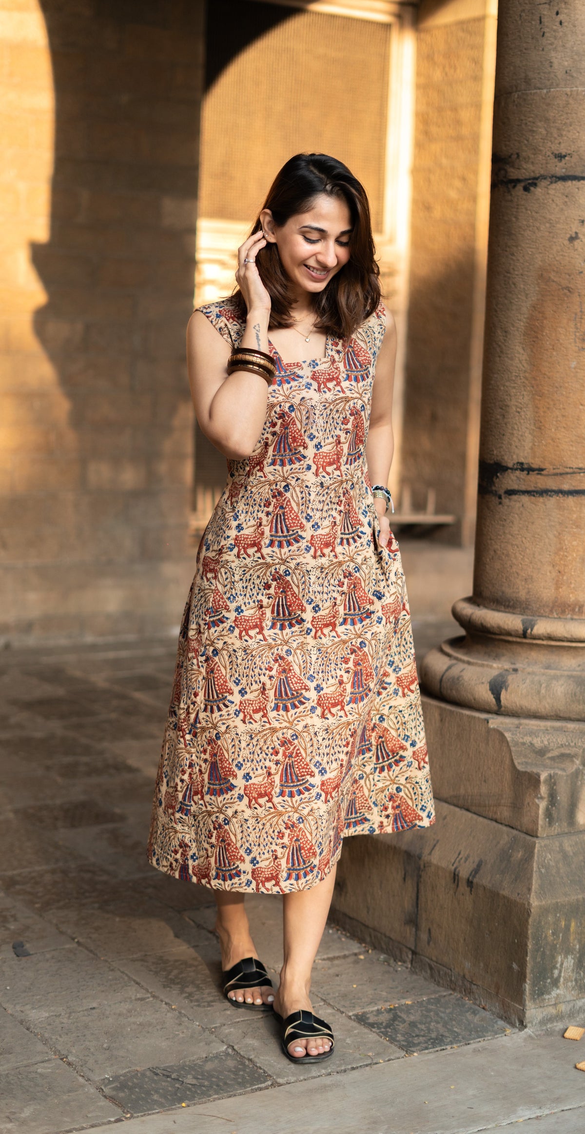 Bagru Folk Art Cotton Corset Dress